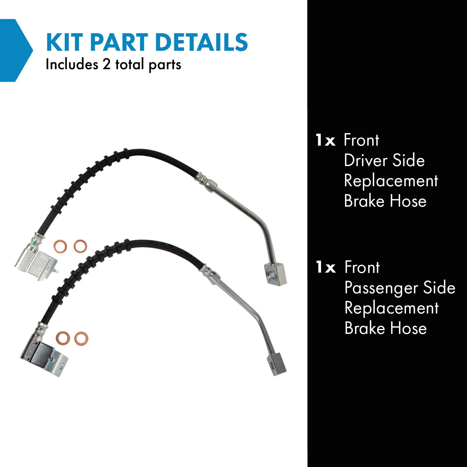 Trq Front Brake Hose Set Compatible With 2001-2009 Chrysler Pt Cruiser