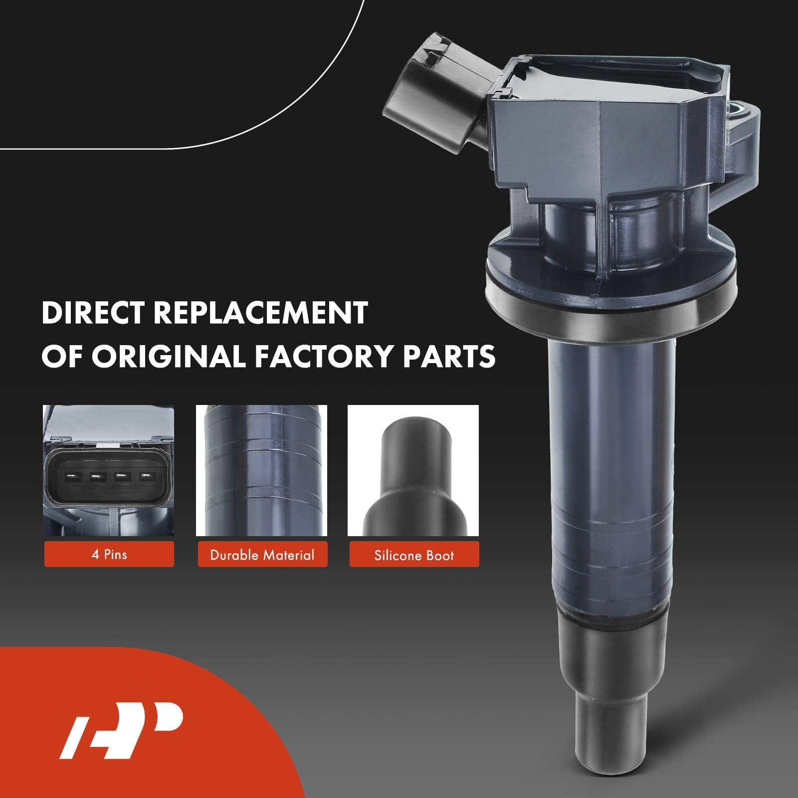 A-Premium Set Of 4 Ignition Coil Pack And Iridium Spark Plugs Compatible With Toyota Corolla 1999-2008, Matrix 2003-2008 & Chevr