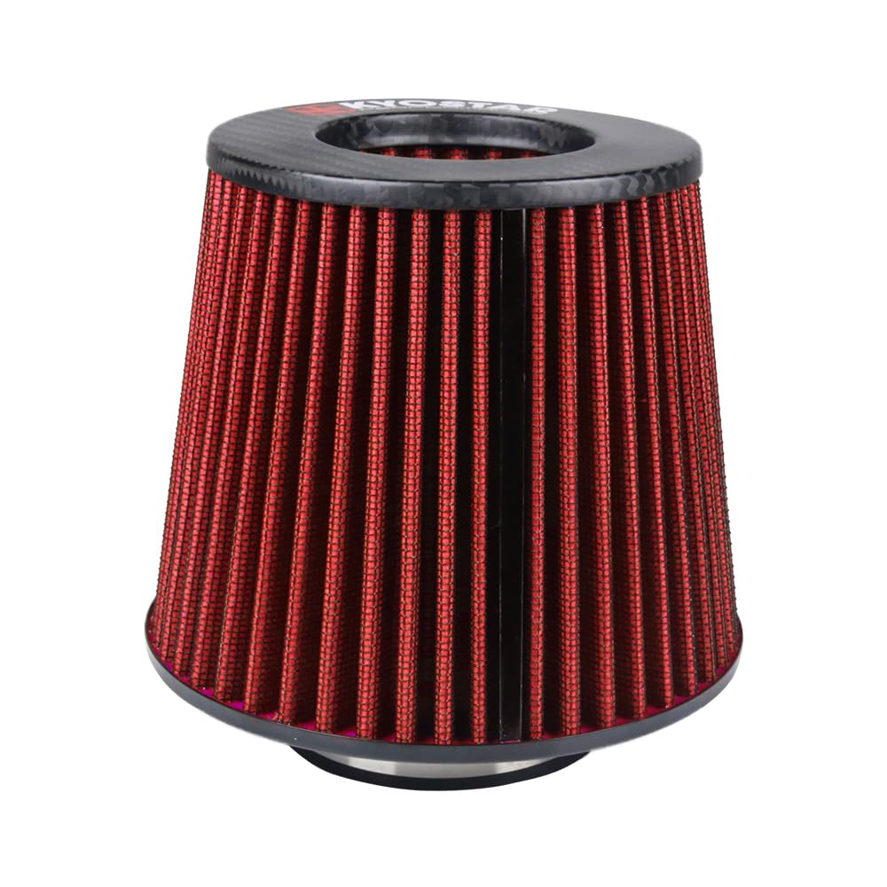 Kyostar Universal Carbon Fiber 3 Inch 76Mm Air Intake Cone Filter Replacement Quality Dry Air Filter, Red