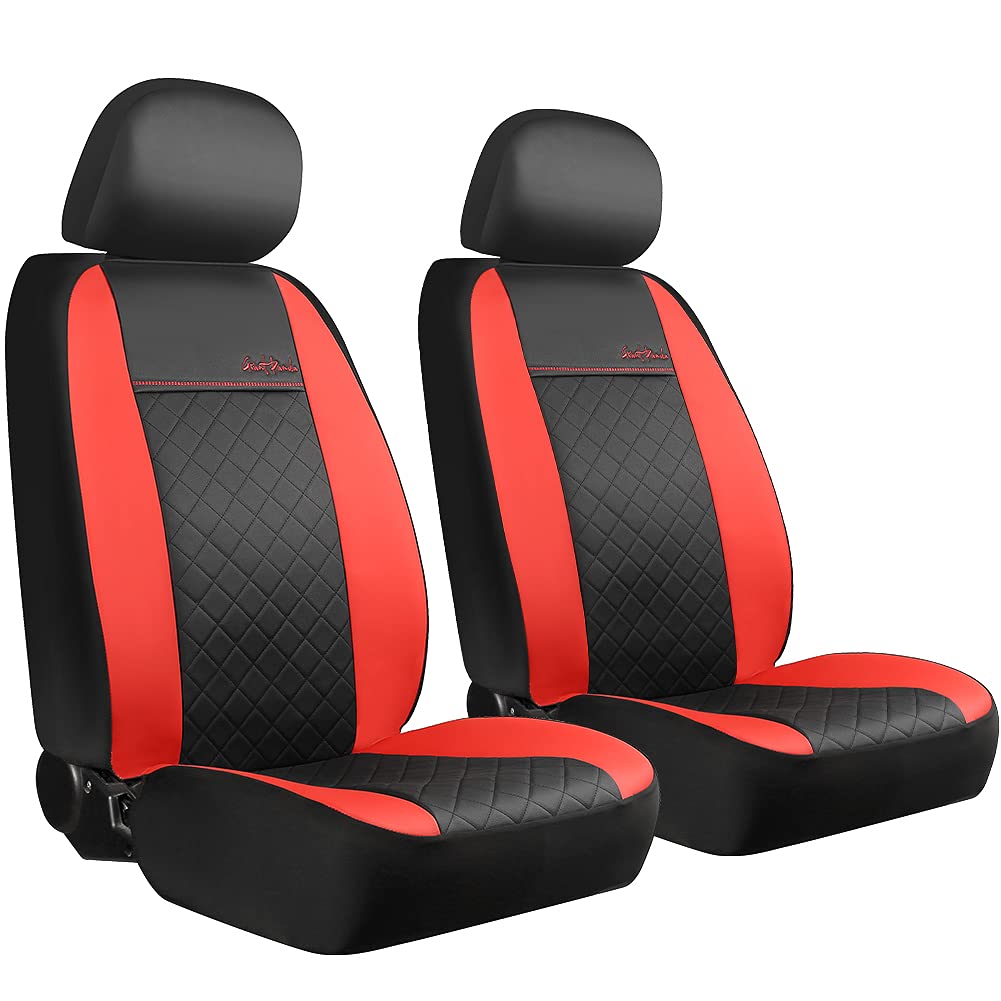 GIANT PANDA Front Car Bucket Seat Covers, Leather Low Back Auto Seat Covers for Cars, Trucks, Jeep, Van, SUV, Pickup, Airbag Com