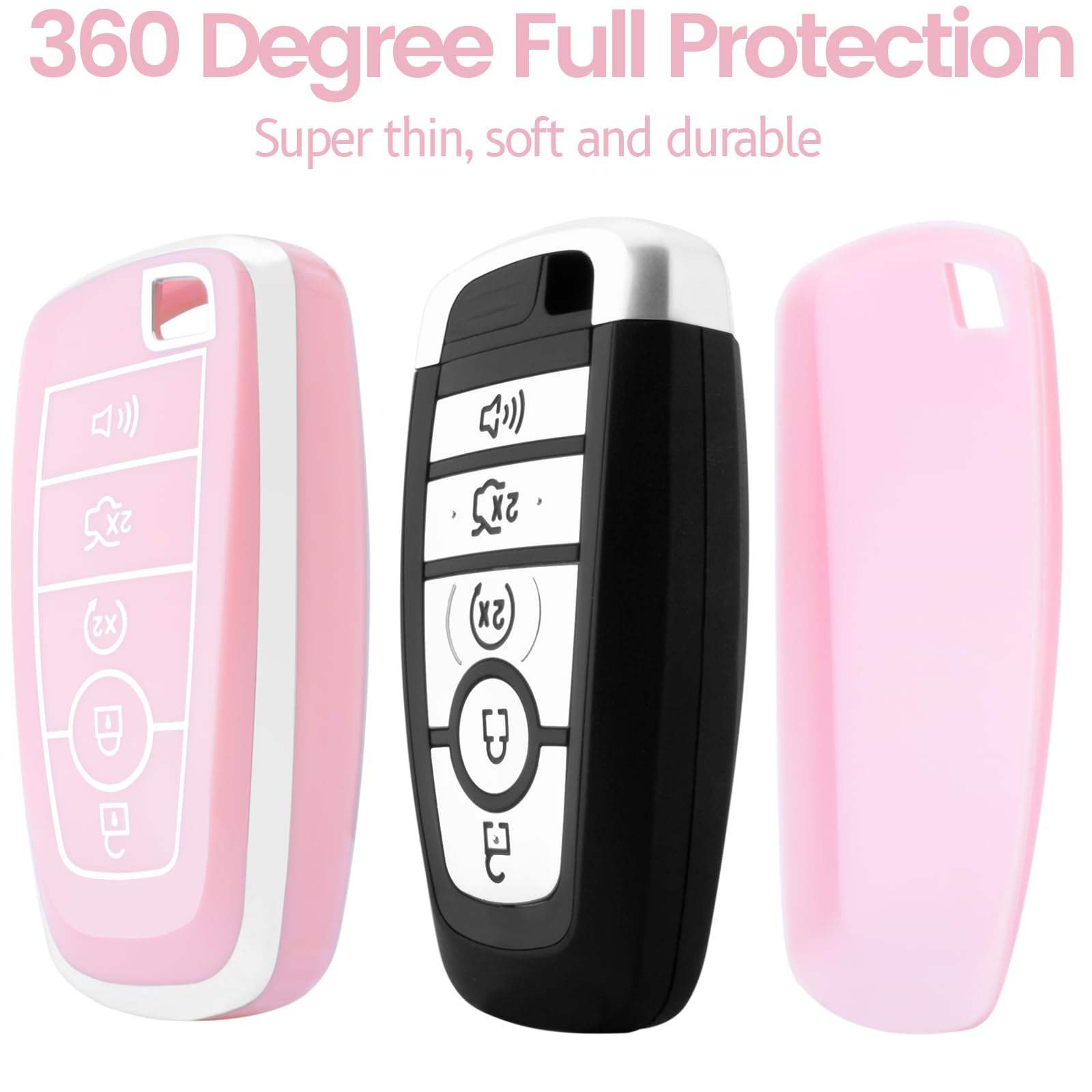 Xiyang Trade For Ford Key Fob Cover With Keychain, For Explorer Bronco Escape Edge Expedition Mustang F150 Fusion Ranger Lincoln