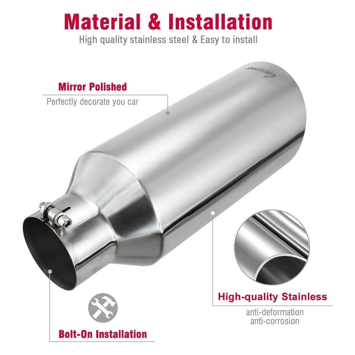 Upower 4 '' To 7 '' Diesel Exhaust Tips 4 '' Inlet 7 '' Outlet 18 '' Long Universal Exhaust Tips Mirror Polish Stainless Steel E
