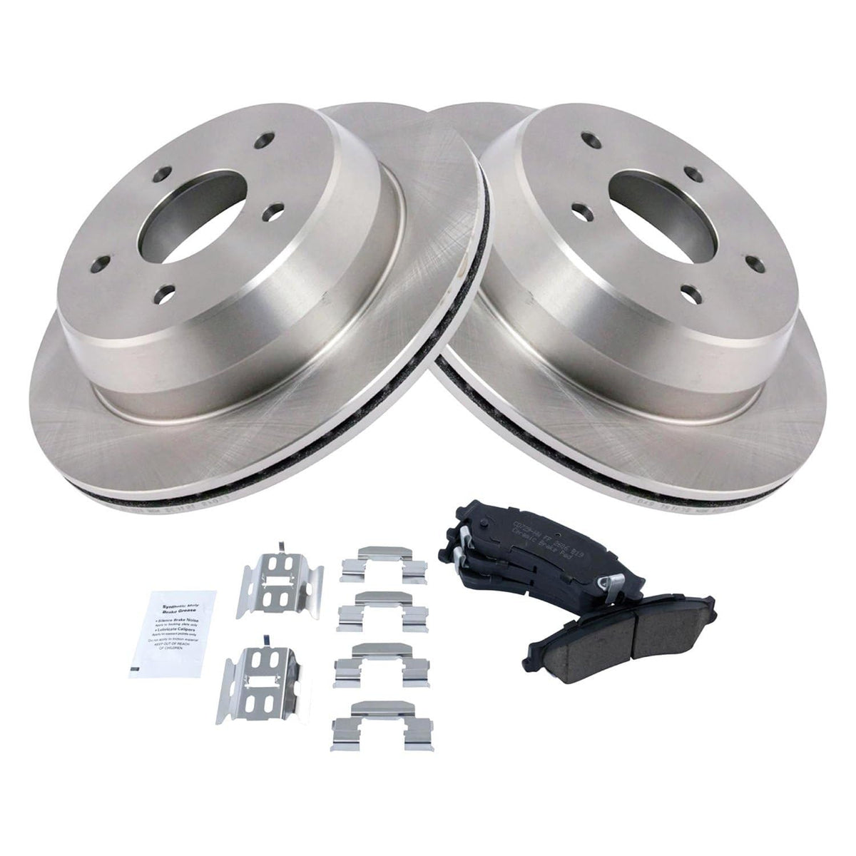 TRQ Rear Brake Pad & Rotor Kit Brake Pads Brake Rotor Ceramic Compatible with 1998-2005 Chevrolet Blazer 1998-2001 GMC Jimmy