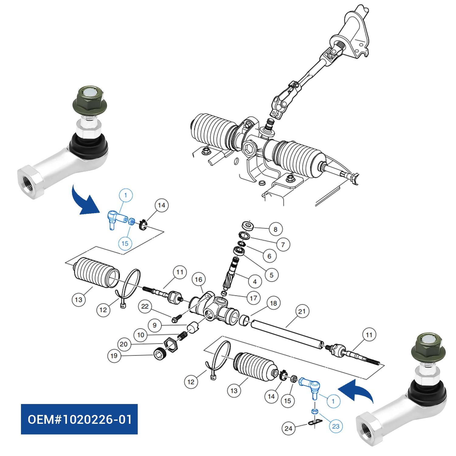 Drive-Up Club Car Tie Rod Ends, Club Car Precedent Tie Rod End For Club Car Precedent 2004-Up And Club Car Tempo 2018-Up Gas Or Electric Models, Oem102022601 102288301