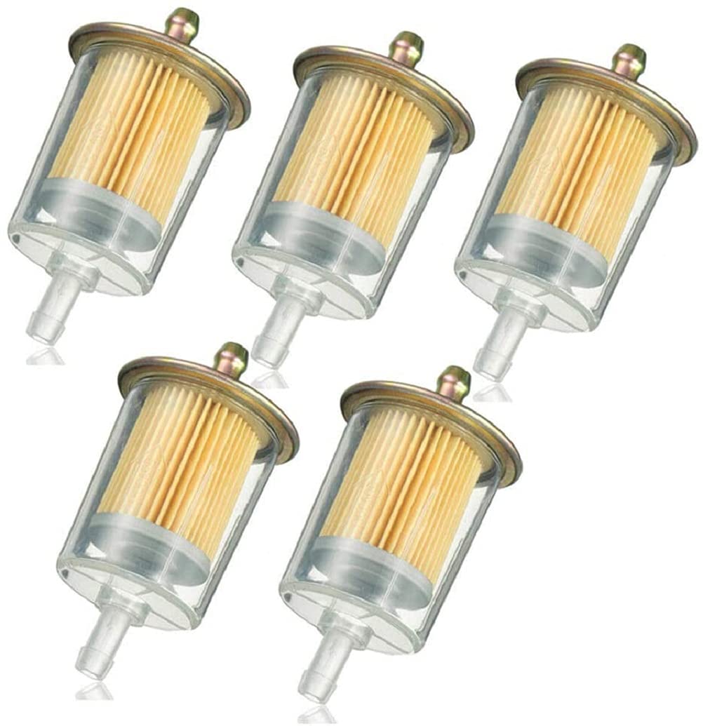 JahyShow 5 Pack 5/16'' Universal Fuel Filters Industrial Tractors Cars Trucks Motorcycles gas powered engine Inline Gas Fuel Lin