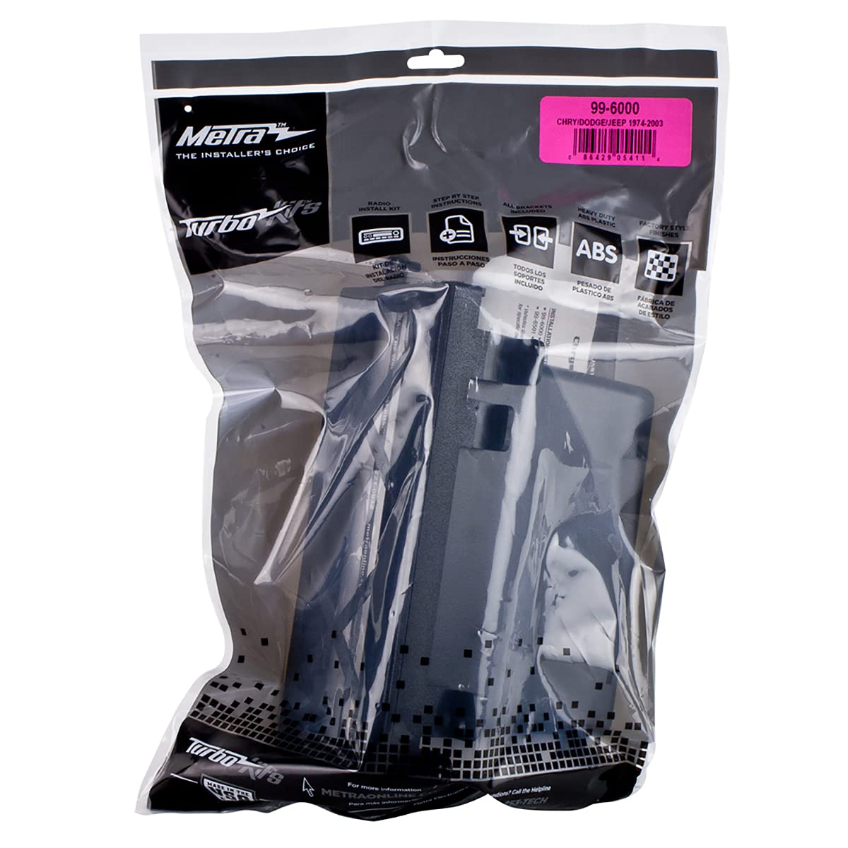 Metra 99-6000 Single DIN Installation Kit for 1974-2003 Chrysler, Dodge, Eagle, Jeep, and Plymouth Vehicles,Black