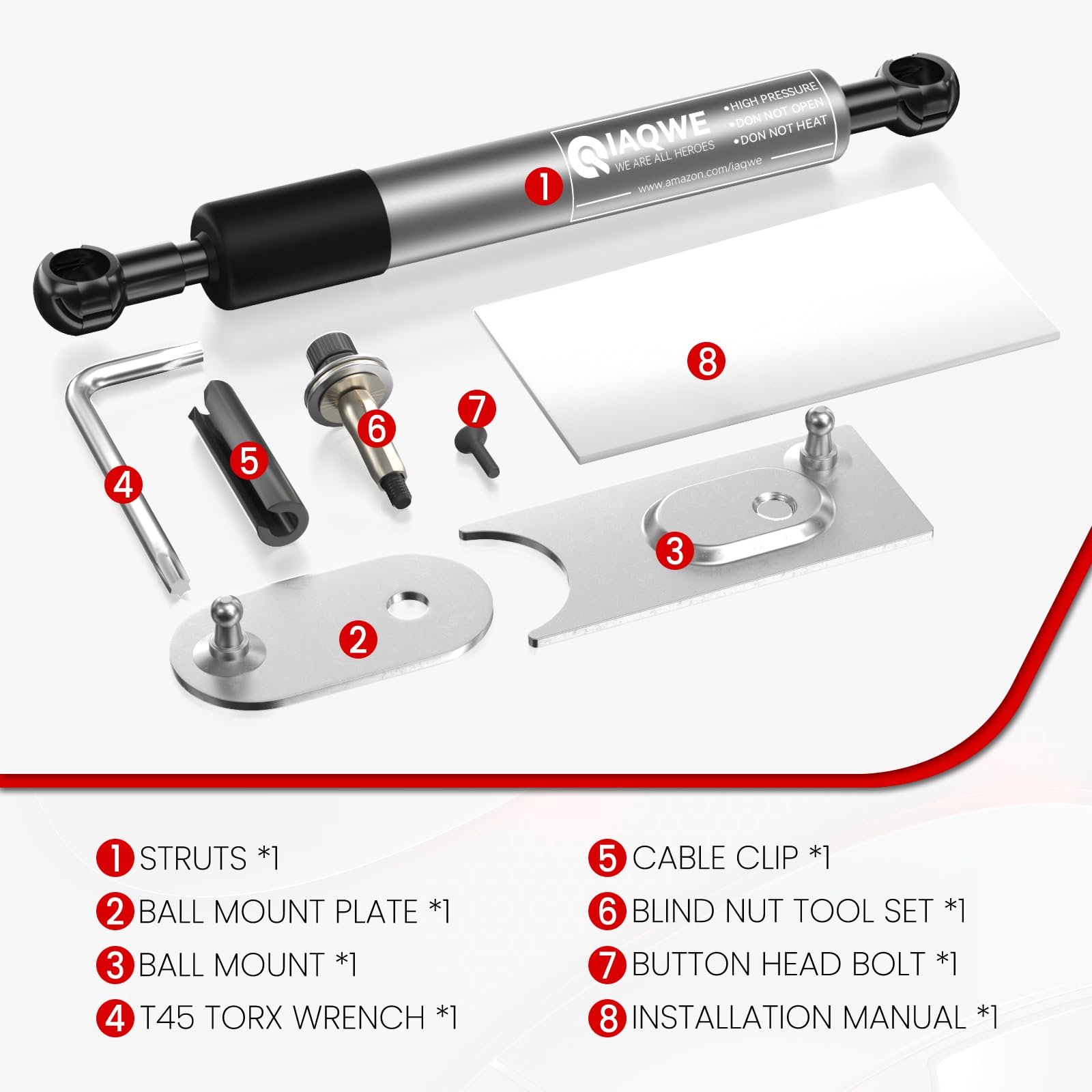 Iaqwe Truck Tailgate Assist Shock 43301 Fit For 2009-2018 Dodge Ram 1500, 2010-2024 Dodge Ram 2500/3500, 2019-2024 Dodge Ram 150
