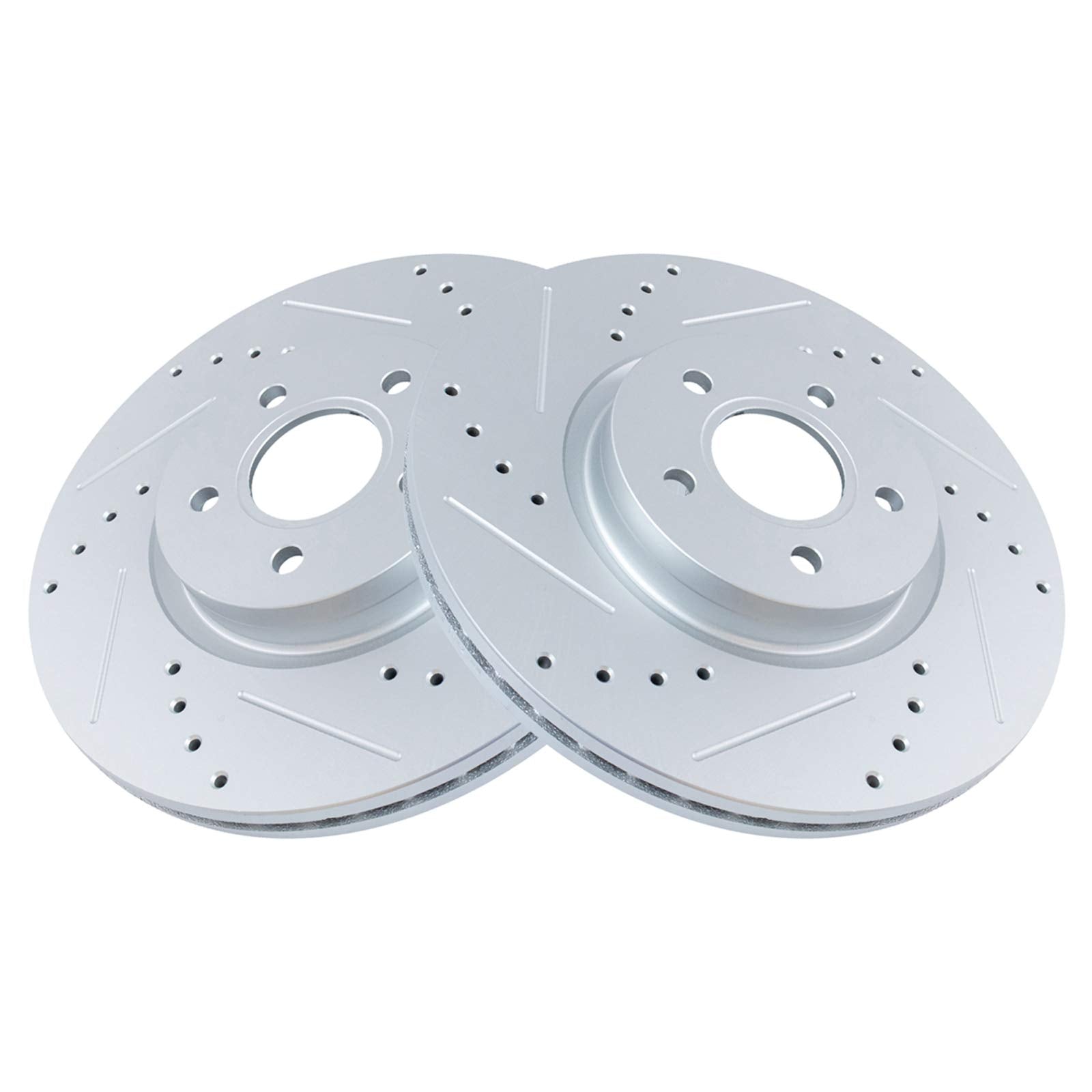 Trq Front Performance Brake Rotor Drilled Slotted Pair Set For 2006-2013 Volvo C70 / 2013-2018 Ford Escape / 2013-2016 Ford Focu
