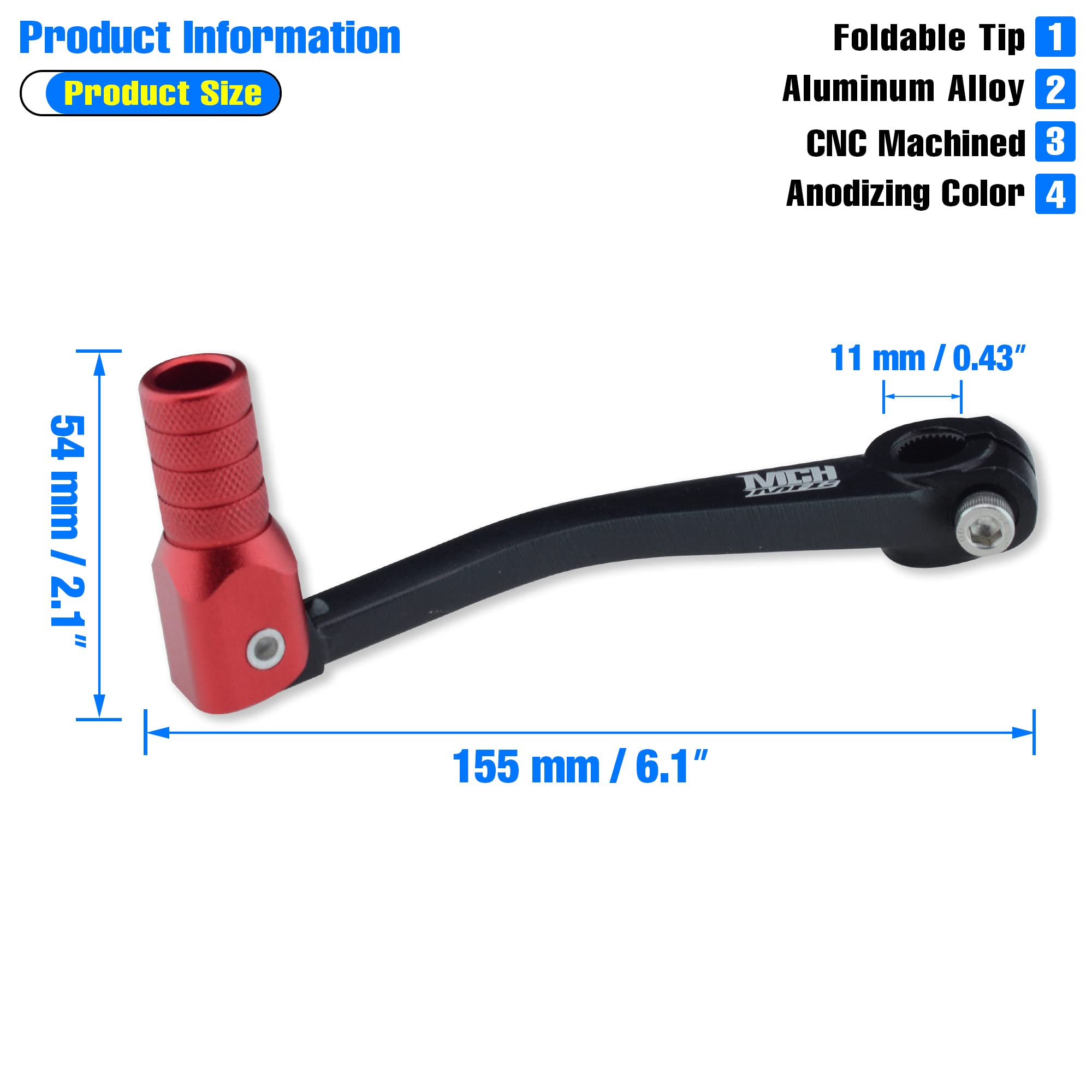 Mchmfgmotorcycle Hand Gear Lever Shifter Handle For 110Cc 125Cc 135Cc 150Cc 200Cc 250Cc Quad Dirt Bike Atv Buggy Black