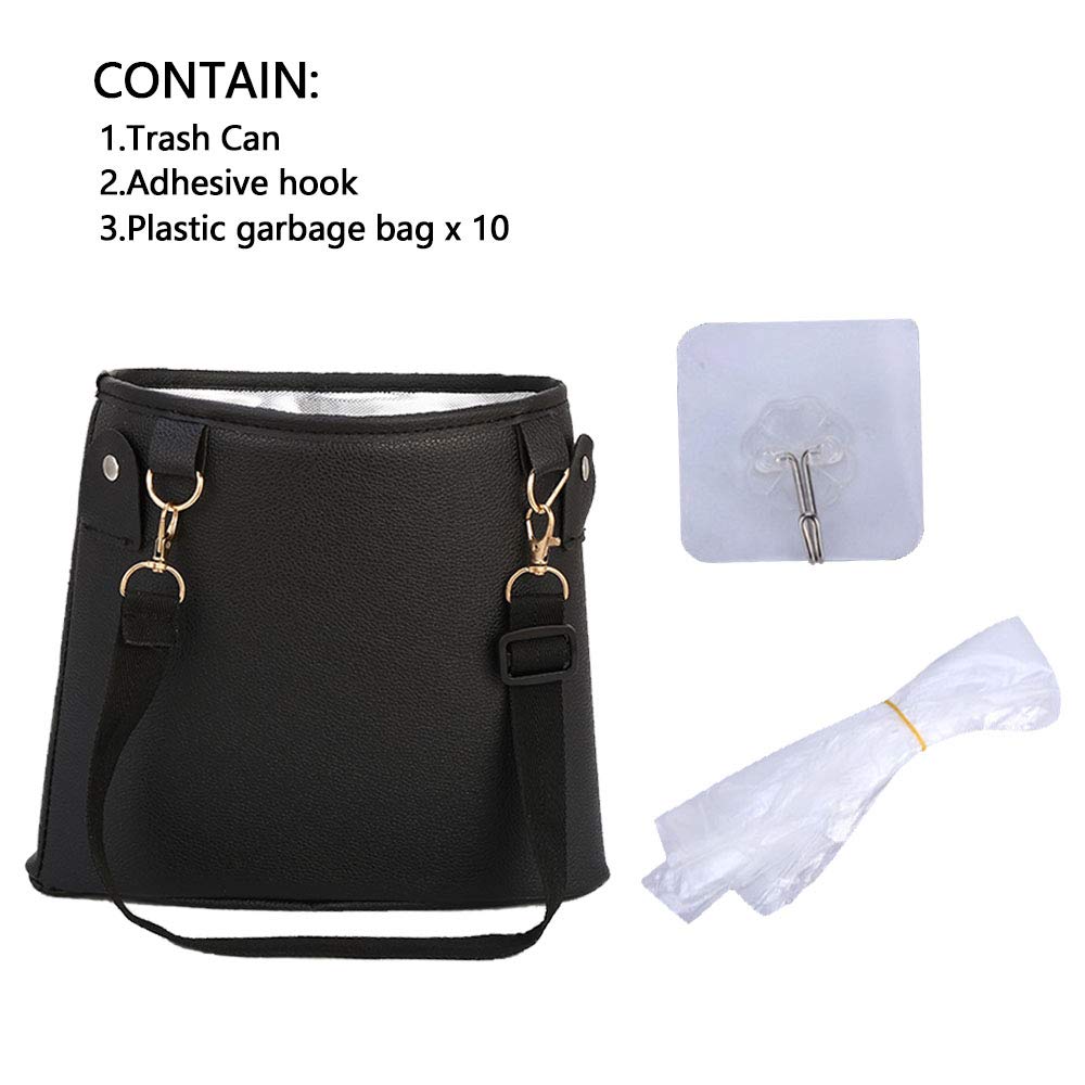 Hermia Hanging Car Trash Can Bin, Garbage Can Pu Leather, Waterproof Litter Auto Trash Can For Travelling, Outdoor, And Vehicle
