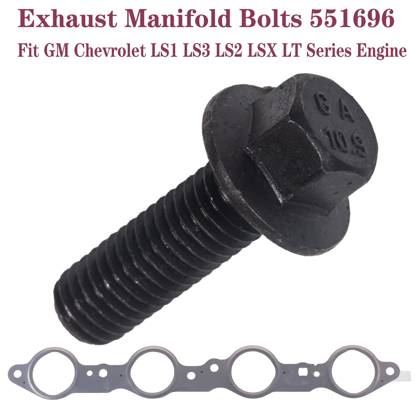 551696 Exhaust Manifold Bolts,Manifold Header Bolts for GM LS1 LS3 LS2 LSX LT series engines 12 PCS for GM 12617944 Exhaust Mani