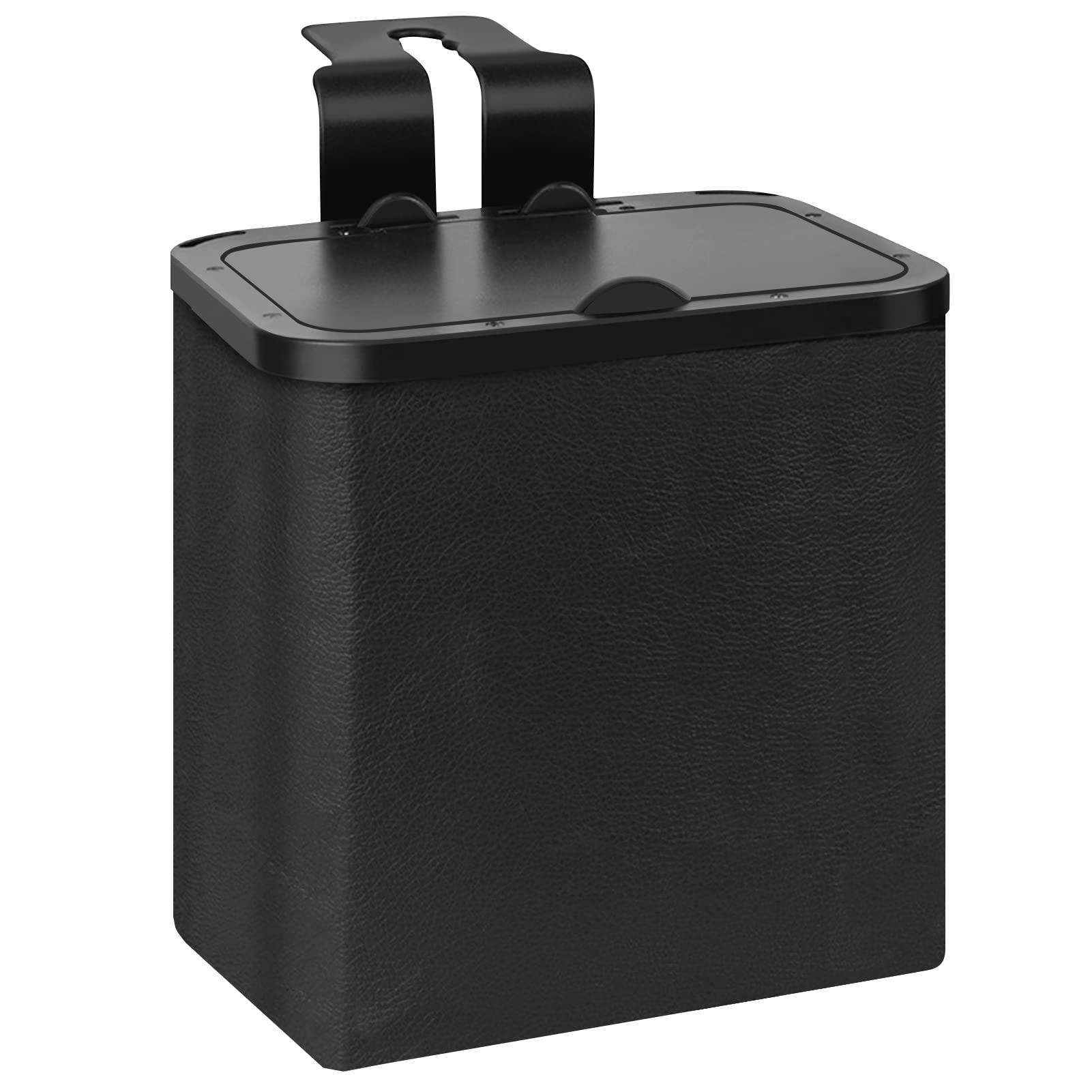 Homelove Collapsible Garbage Can With Lid & Car Seat Headrest Hook, Waterproof Pu Leather Trash Bin Multifunctional Car Accessor