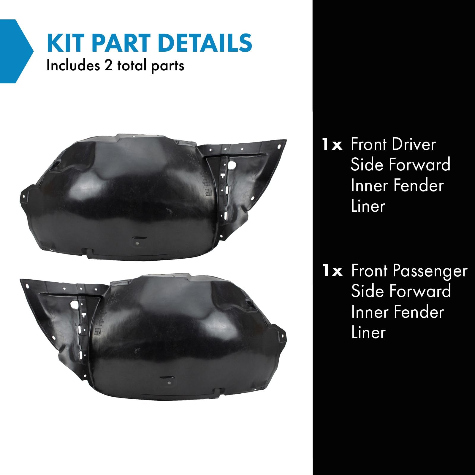 Trq Front Inner Fender Liner Set Compatible With 2008-2010 Infiniti G37 In1248114 In1249114