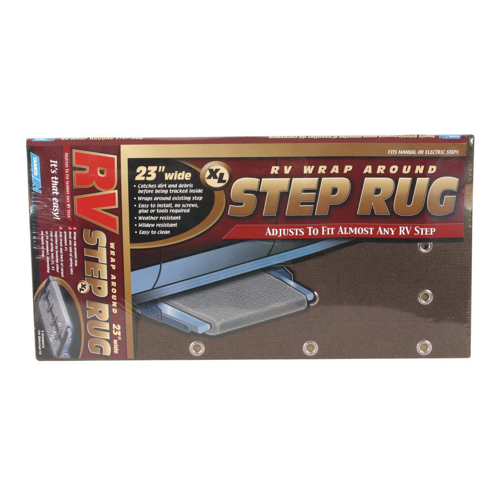 Camco Wrap Around Step Rug | Protects Your Rv From Unwanted Tracked In Dirt | Works On Electrical And Manual Rv Steps - Extra La