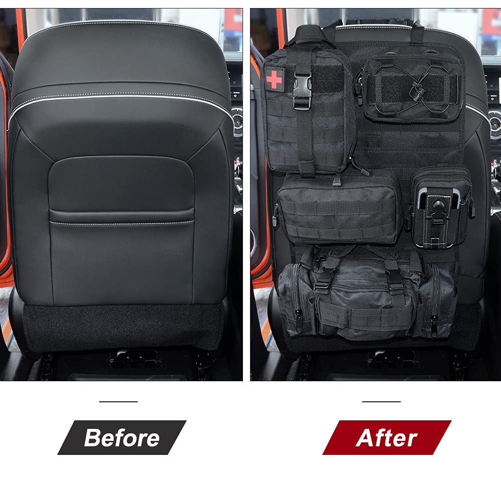 Universal Tactical Vehicle Back Seat Organizer With 5 Molle Pouch Molle Pouches Truck Seat Organizer Tactical Gear For Car Truck