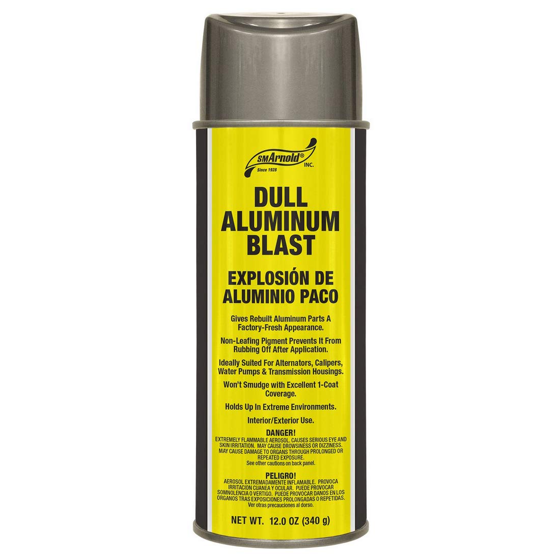 S.M. Arnold Aerosol Spray Paint Dull Aluminum Blast 12 Oz. - Acrylic Resin Coating Ideally for Alternators, Calipers, Water Pump