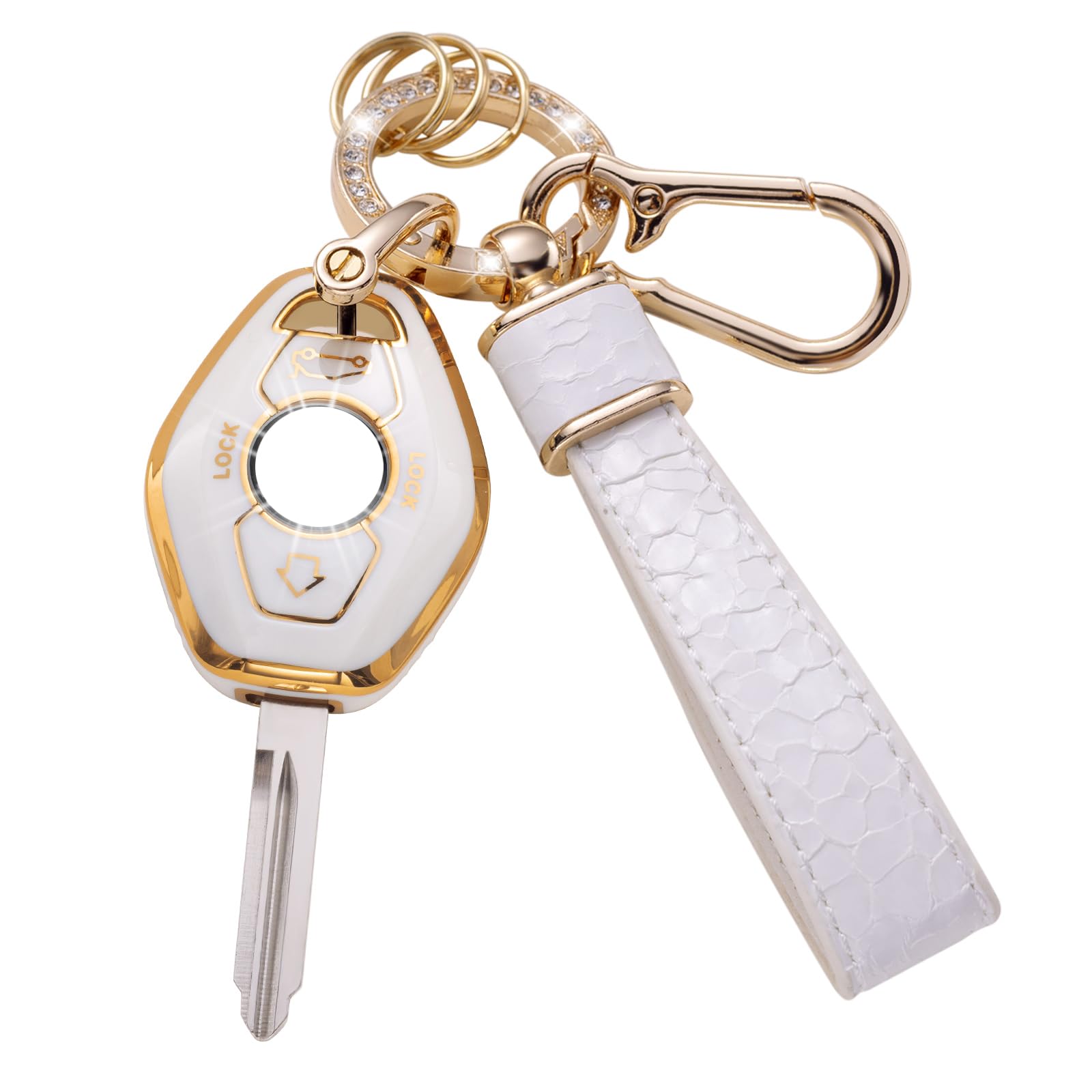 Cacarlike For Bmw Key Fob Cover With Bmw Keychain, Car Key Fob Case Compatible With Bmw 3 5 7 Series M3 M5 M6 X3 X5 Z3 Z4 Z8 Lx8