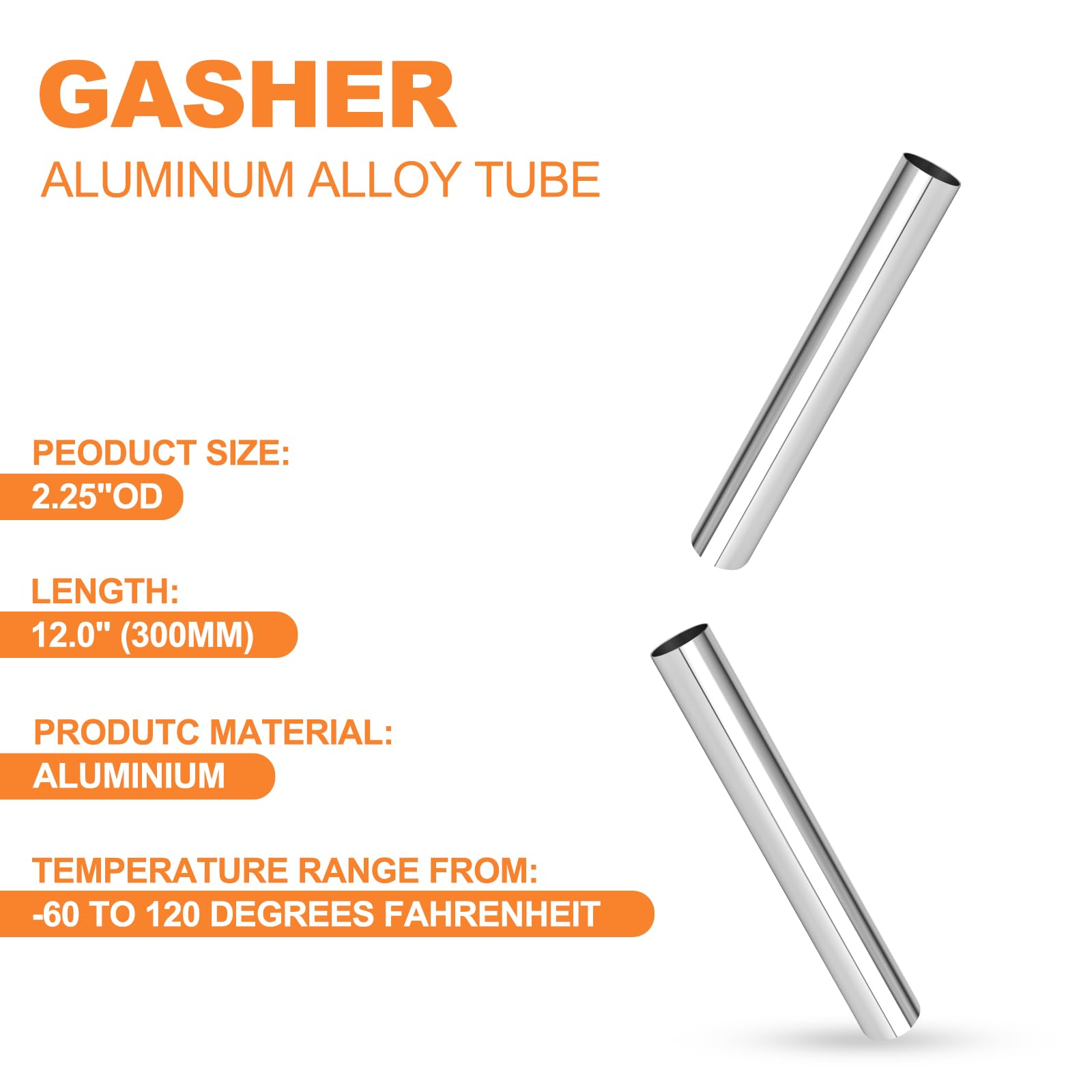 Gasher 2Pcs Aluminum Alloy Tube 2.25''Od Length 12   (300Mm) Intercooler Pipe For Intake And Cooling Systems