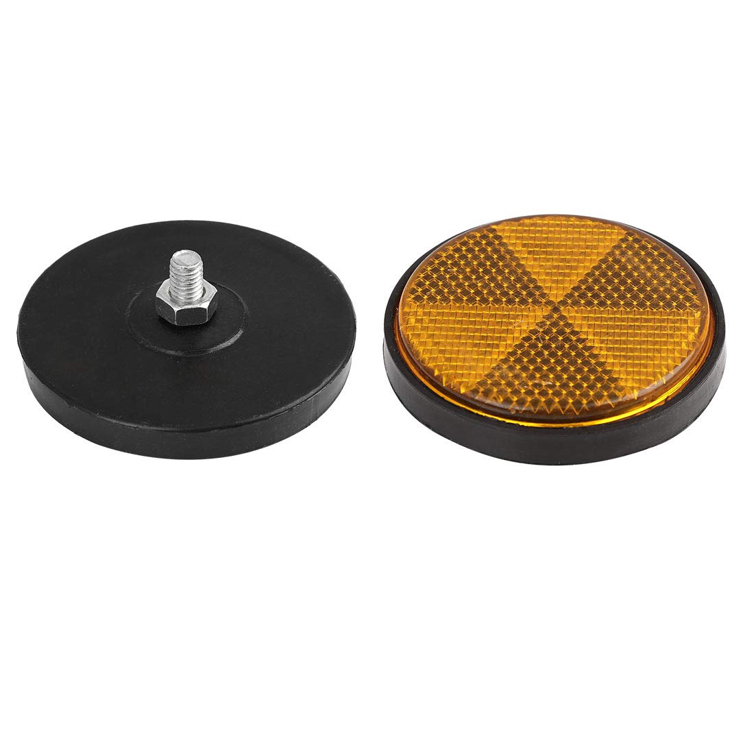 Uxcell 2Pcs 6Mm Yellow Plastic Screw Mount Reflective Warning Motorcycle Reflector