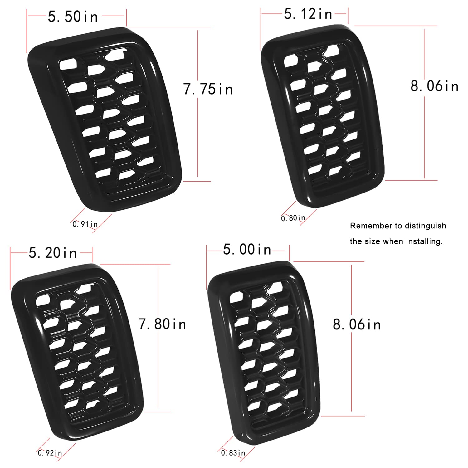Grill Inserts Rings Covers For Jeep Grand Cherokee 2017 2018 2019 2020 2021 Honeycomb Grill Mesh Exterior Accessories Covers Inserts Kit (Black,7Pcs)