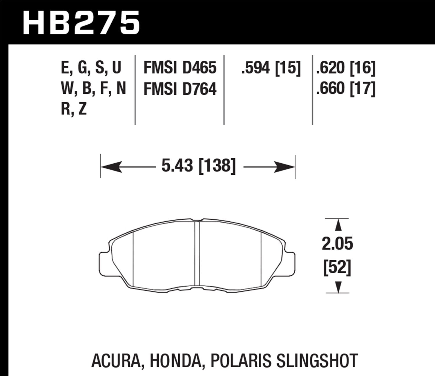 Hawk Performance Hb275F.620 Hps Performance Ceramic Brake Pad