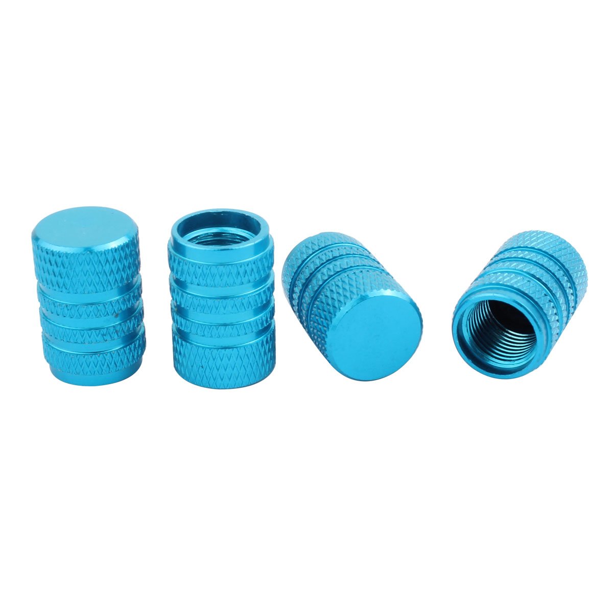 Tomall Chrome Sky Blue Aluminum Alloy Round Style Tire Valve Stem Caps For Jeep Truck