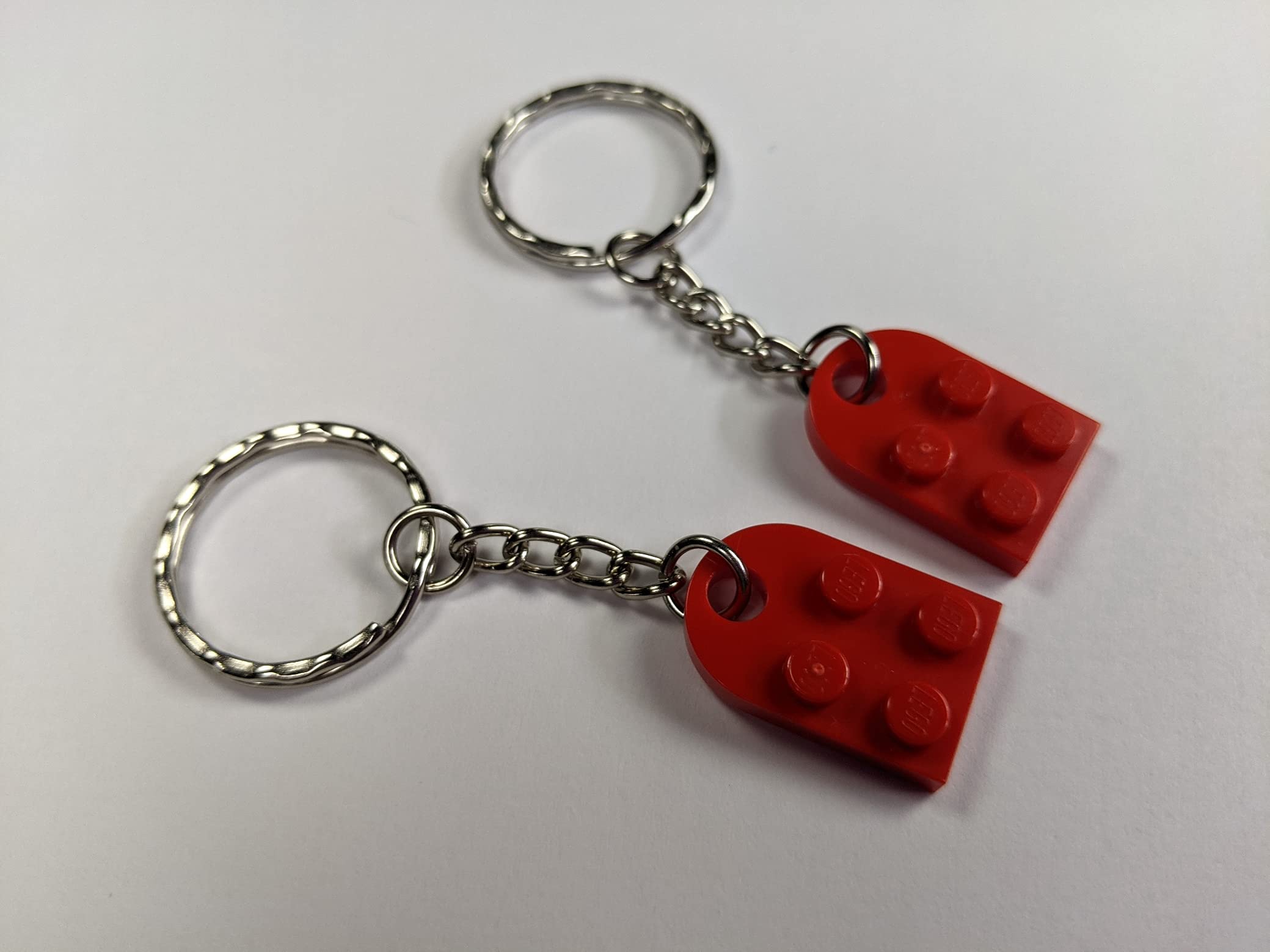 Brickcrafts Basic Lego Brick Heart Keychain Set (Set Of 2) - 18 Colors Mix/Match