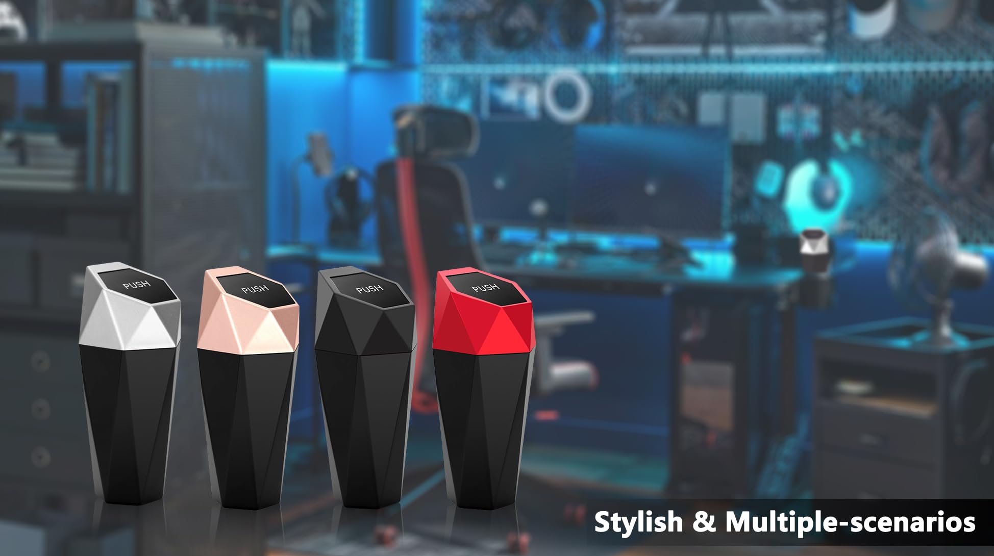 Car Trash Can Cup Holder, Ginsco Mini Car Trash Can With Lid, Car Accessories For Interior, Leakproof Small Trash Cup For Car, H