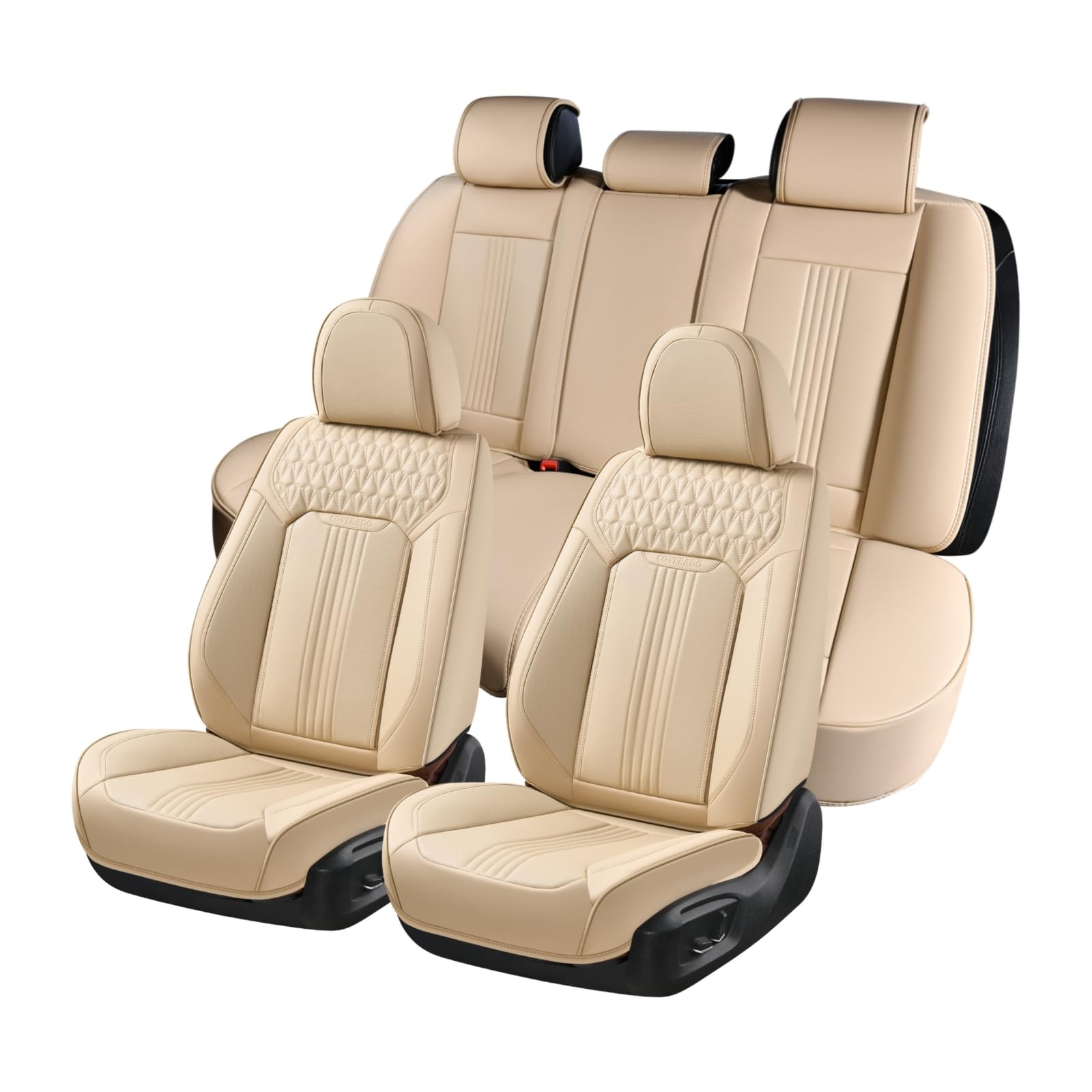 Coverado Seat Covers, Car Seat Covers Full Set, Beige Car Seat Cover, Car Seat Covers Front Seats Back Seat Cover, Waterproof Ca