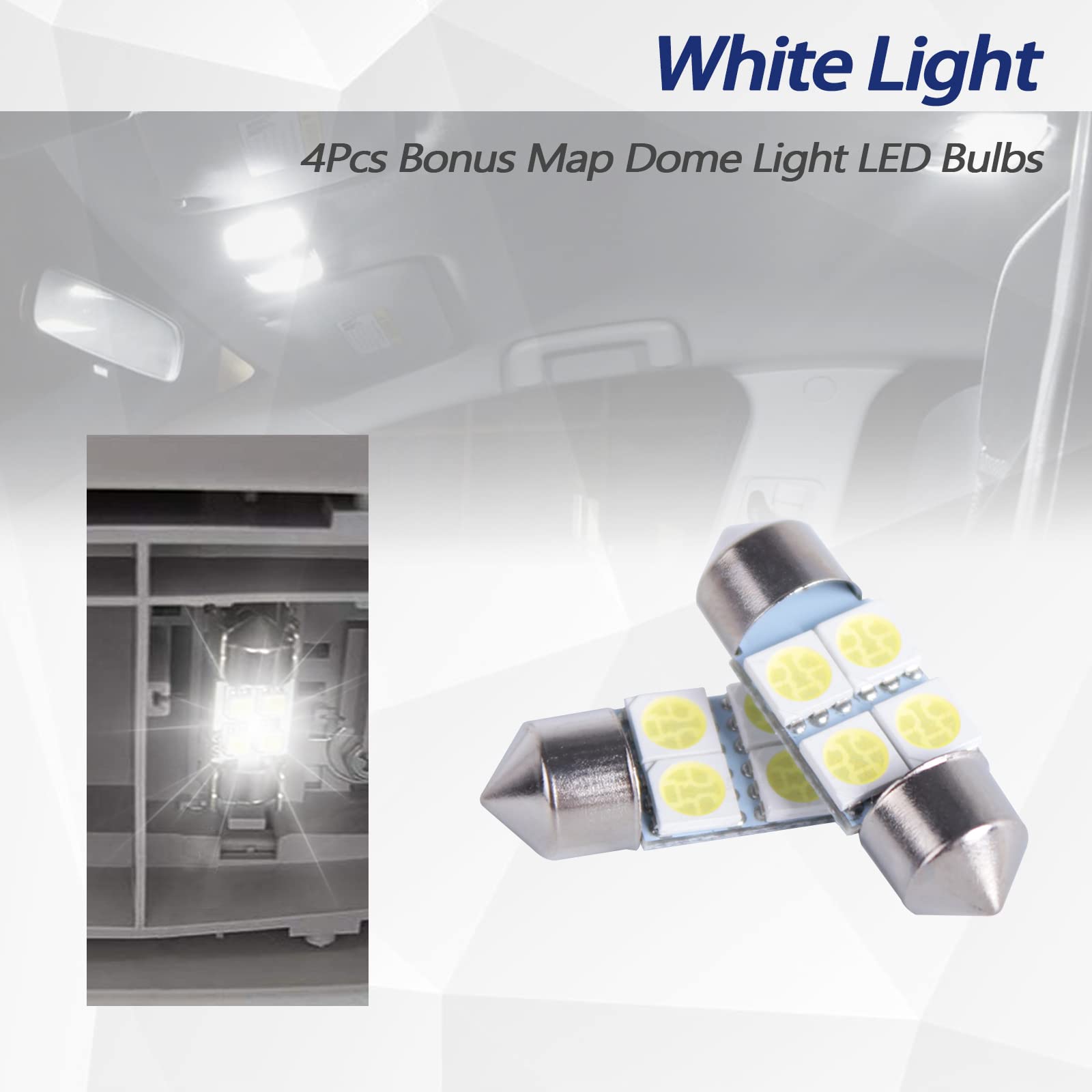 Xislet 924-798 Dome Lamp Switch Kit with 4 Bulbs Compatible with Tundra Honda Odyssey Accord Pilot Ridgeline Acura Dodge Ram Ove