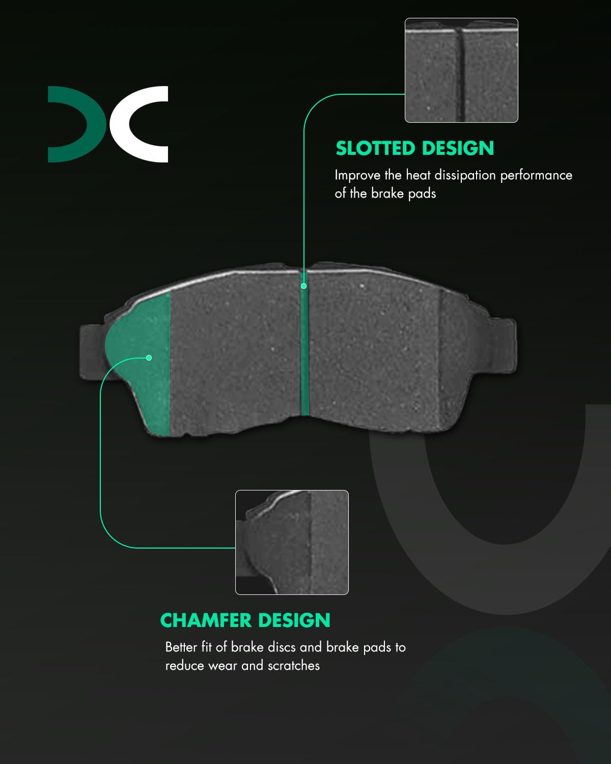 Scitoo D562 Front Semi-Metallic Brake Pads Sets Fit For Geo Prizm 1993-1997,For Toyota Camry 1992-2001,For Toyota Celica 1994-19