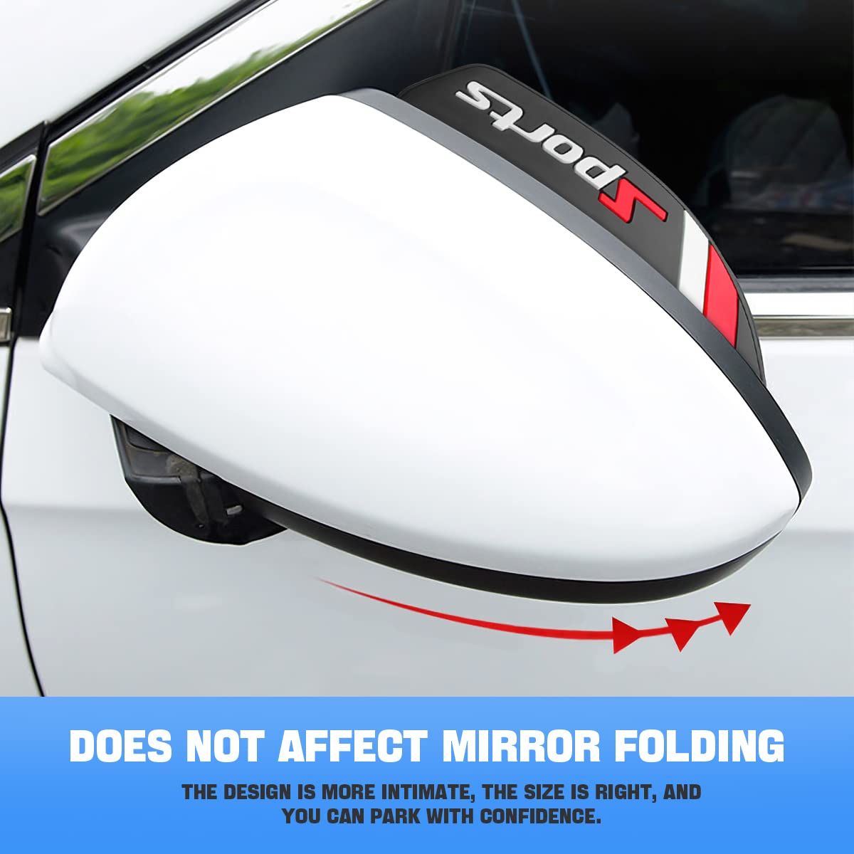 2Pcs Rear View Mirror Rain Eyebrows, Waterproof Pvc Auto Side Mirror Rainproof Guard, Sports Visor Smoke Cover, Universal Exterior Accessories For Most Cars (Sport/Red)