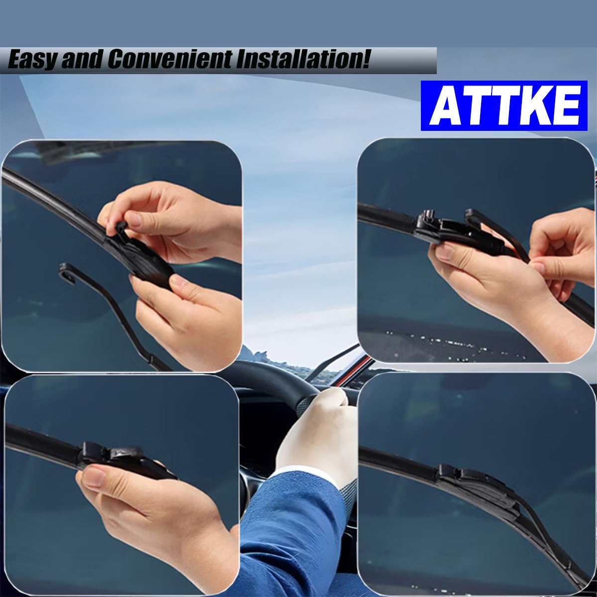 Attke Oem Quality Front Windscreen Wiper Blades For Ford Escape 2005-2007/Escort 1994-2003 Honda Civic 1996-2000/Toyota Rav41996
