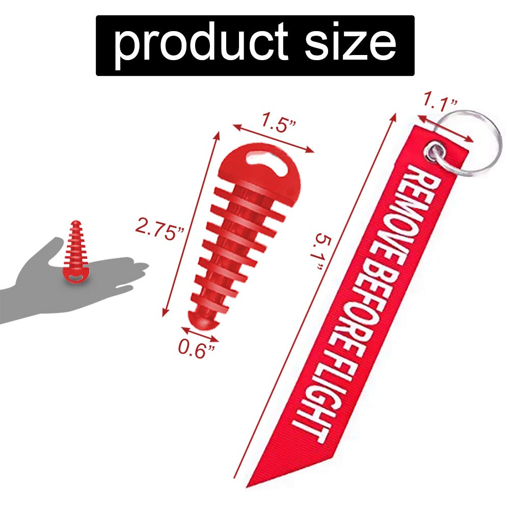 Melife Red 0.6''-1.5'' Muffler Exhaust Wash Plug, Motorcycle Dirt Bike 2 Stroke W/Streamer Flight Rubber Exhaust Silencer -2 Pac