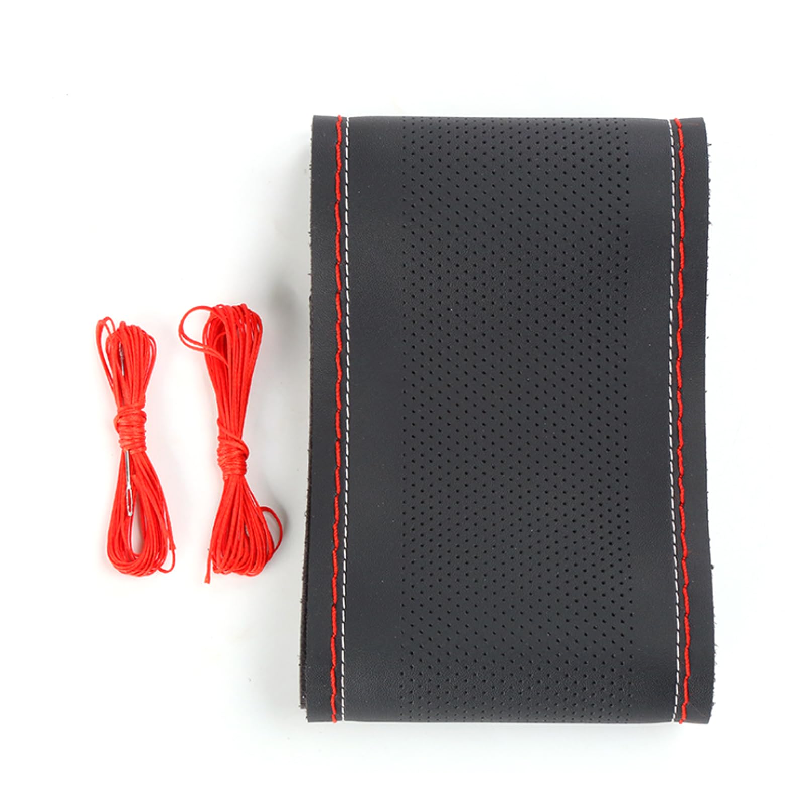 Nghey Pack-1 Leather Steering Wheel Cover, Universal Non-Slip Stitch On Wrap, Diy Car Wheel Cover Protector With Needle And Thread For Most Cars Suvs And Trucks (Black #3)