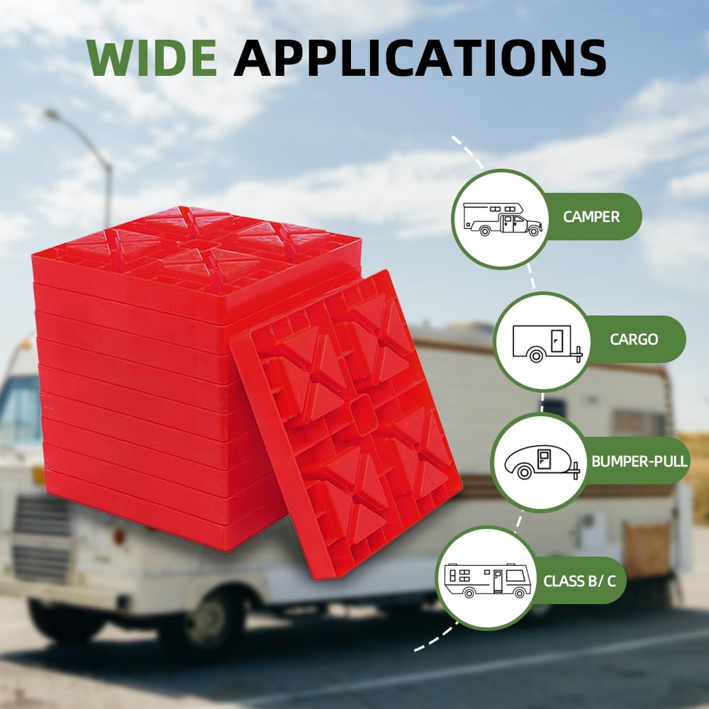 Garfatolrv Rv Leveling Blocks, Heavy Duty Camper Leveling Blocks And Interlocking Design, Camper Levelers 10 Pack With Packing B