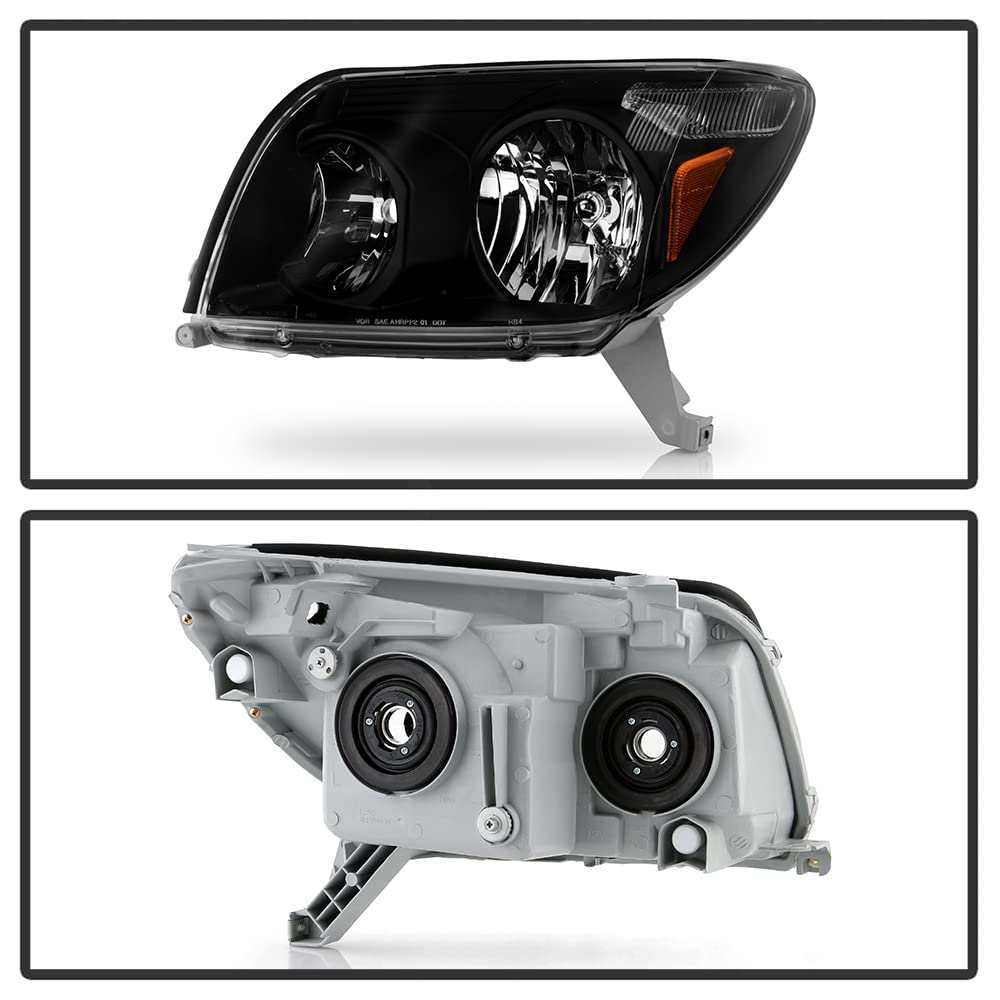 Acanii - For Black 2003 2004 2005 Toyota 4Runner 4-Runner Headlights Headlamps Driver + Passenger Side