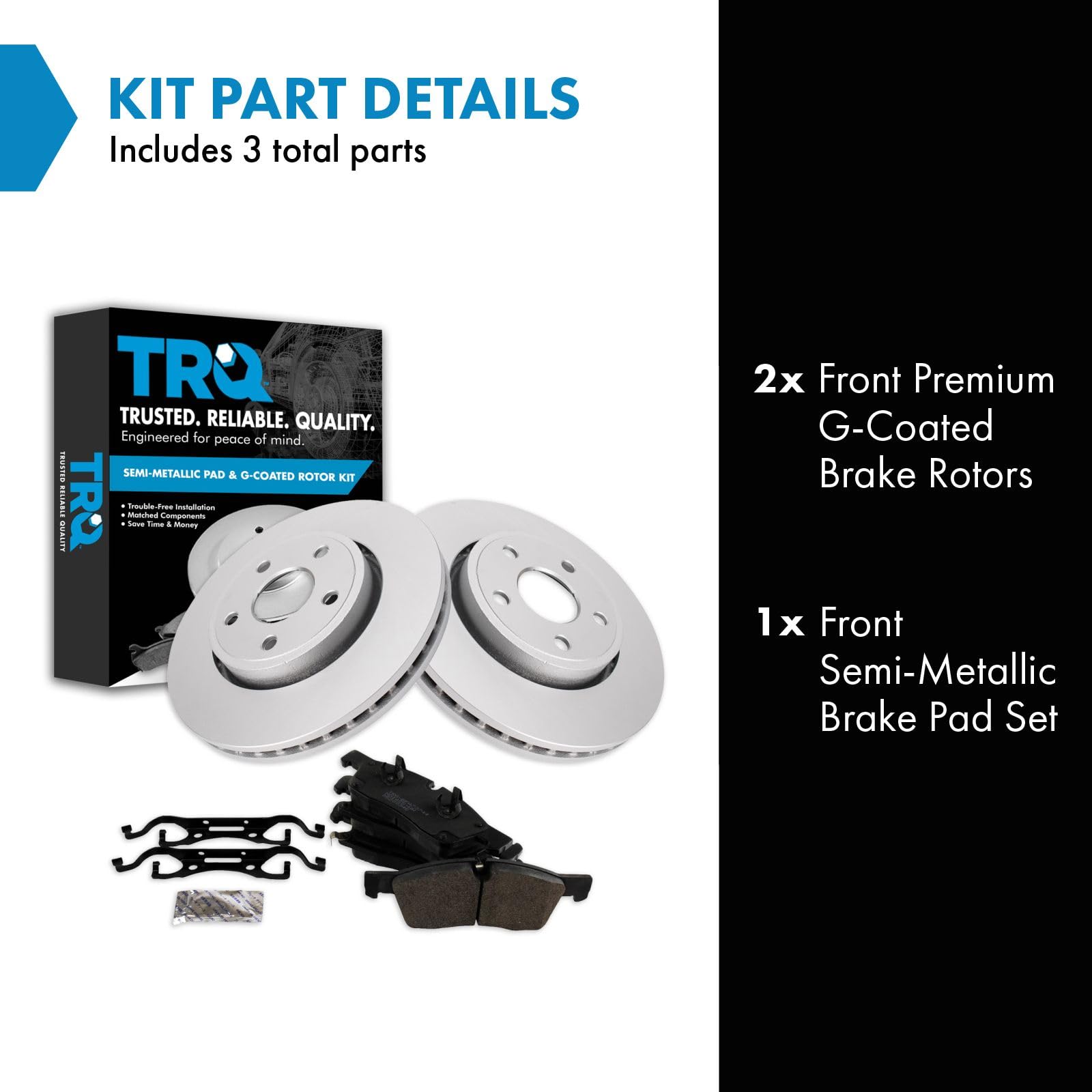 Trq Front Brake Pad & Rotor Kit Brake Pads Brake Rotor Semi-Metallic Premium G-Coated Compatible With 2011-2016 Dodge Durango Je