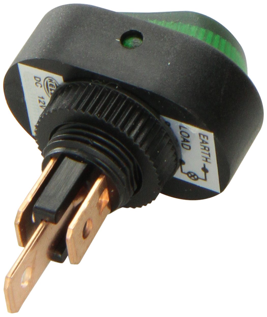 HELLA H61920001 SPST Green Rocker Switch