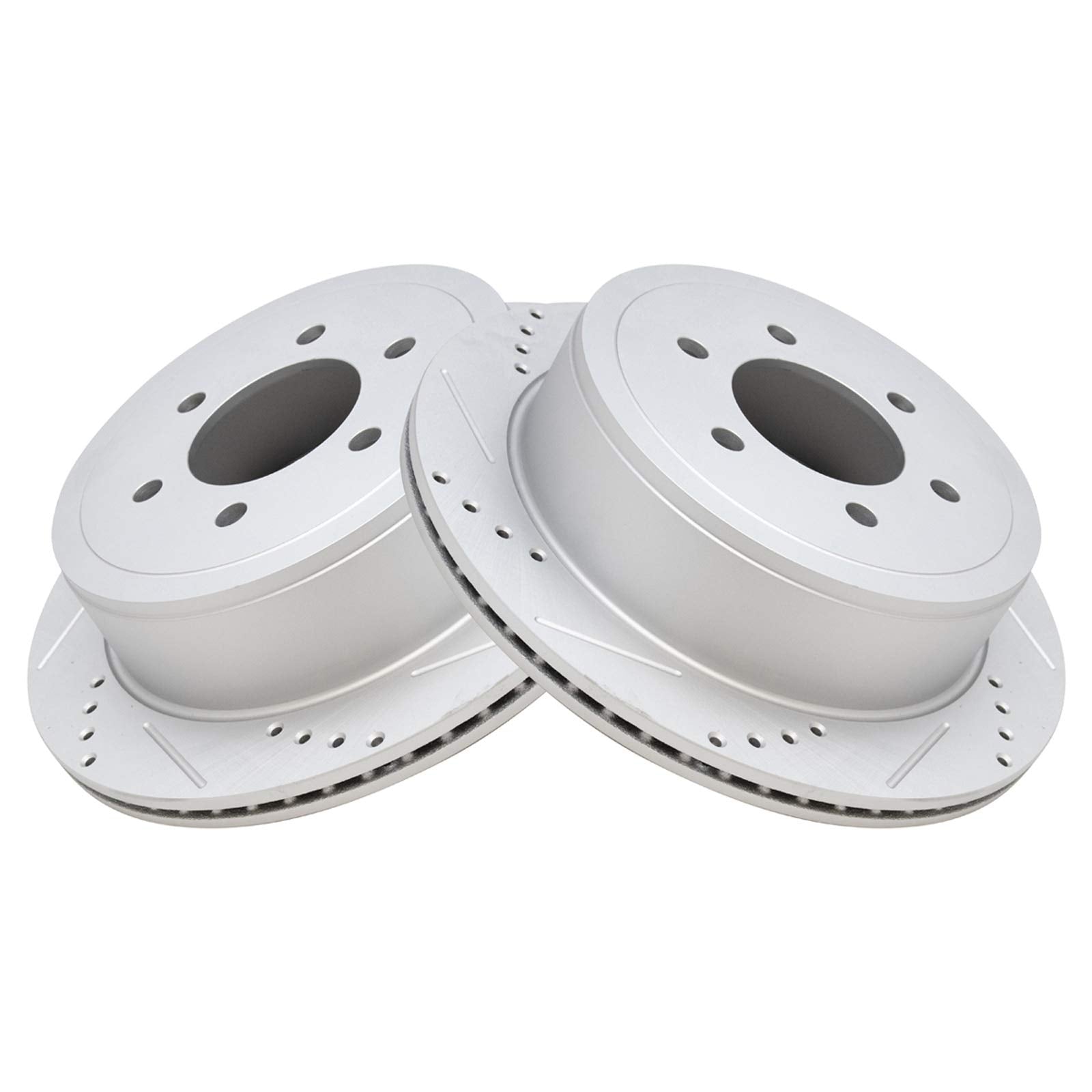 Trq Rear Performance Brake Rotors Set Vented Premium G-Coated Cross Drilled & Slotted Compatible With 2004-2011 Ford F-150 2006-