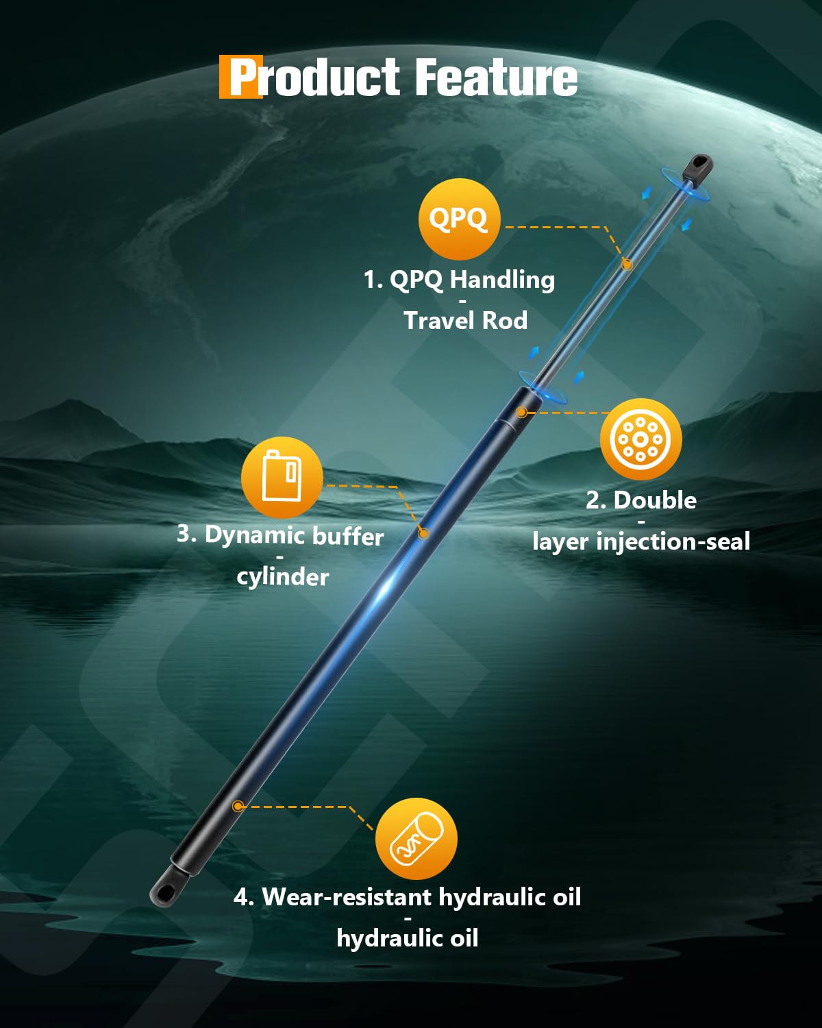Scitoo Liftgate Lift Supports Replacement Struts Gas Springs Shocks Fit For Toyota Sequoia 4.7L 2001-2007