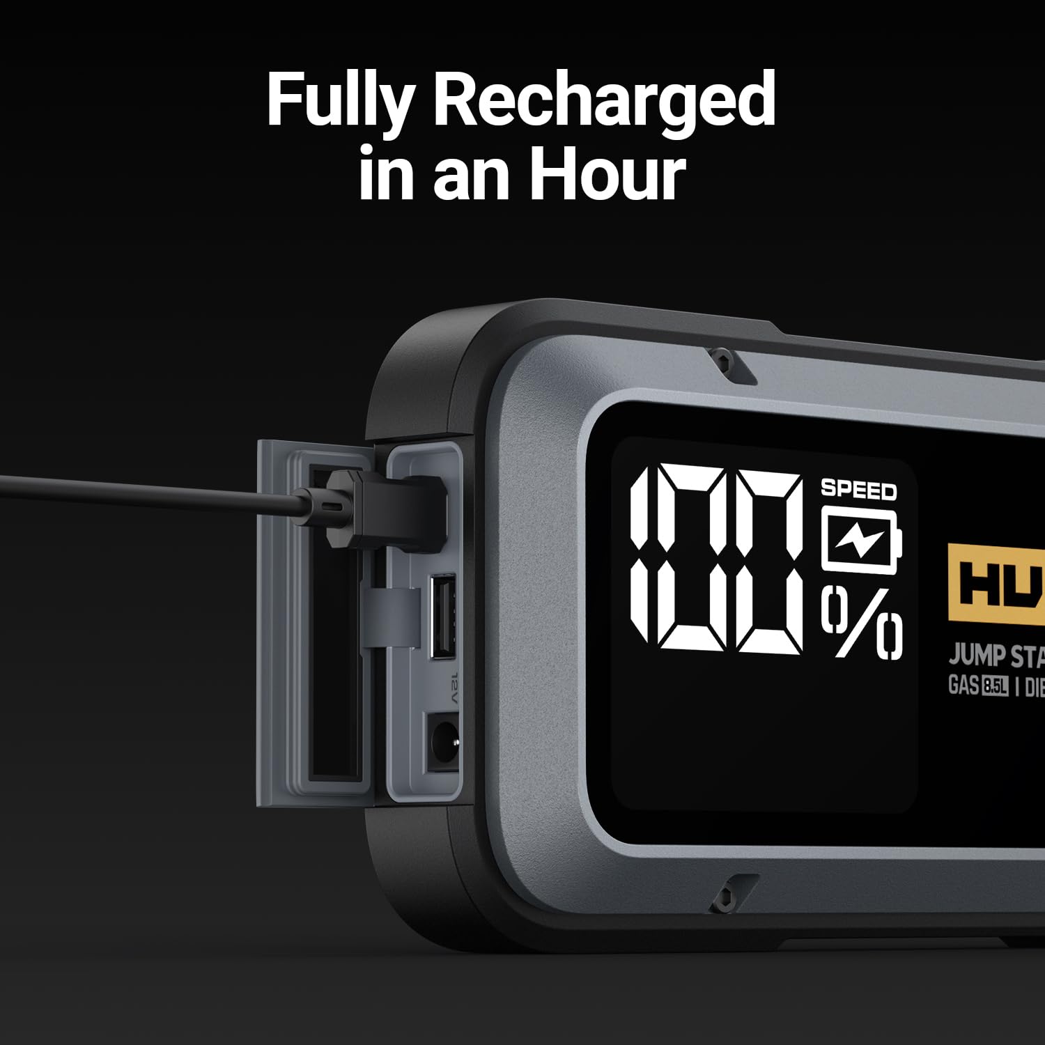 Hulkman Alpha85 Smart Jump Starter 2000A 20000mAh Car Battery Booster for 8.5L Gas & 6L Diesel - Gray, Impact-Resistant Polycarbonate