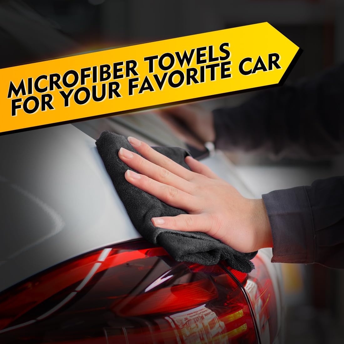 Homexcel Black Microfiber Cleaning Cloth 6 Pack, 12.5 X 12.5 Inch Microfiber Towels For Cars, Ultra Absorbent Car Washing Cloth,