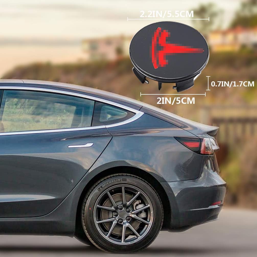 Roccs Compatible With Model 3 S X Set Aero Wheel Cap Kit, Center Logo Emblem Modification Hub Cover W Hub Nut Cap Lug Nut Cover,