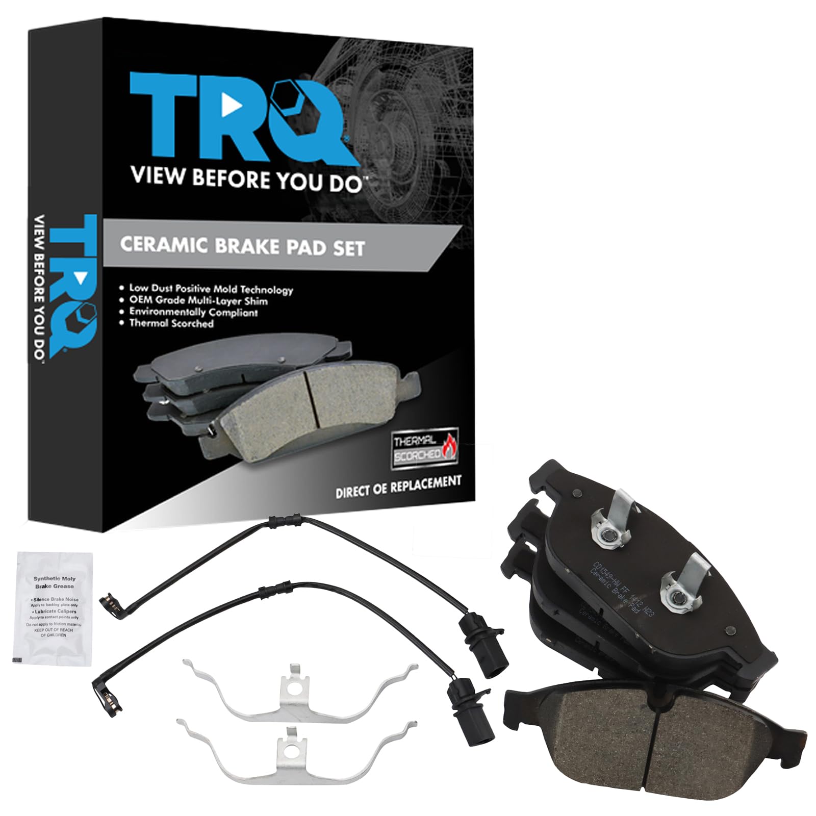 TRQ Front Brake Pads Ceramic Compatible with 2016-2018 Audi A6 2012-2018 A6 Quattro A7 Quattro 2011-2014 A8 Quattro