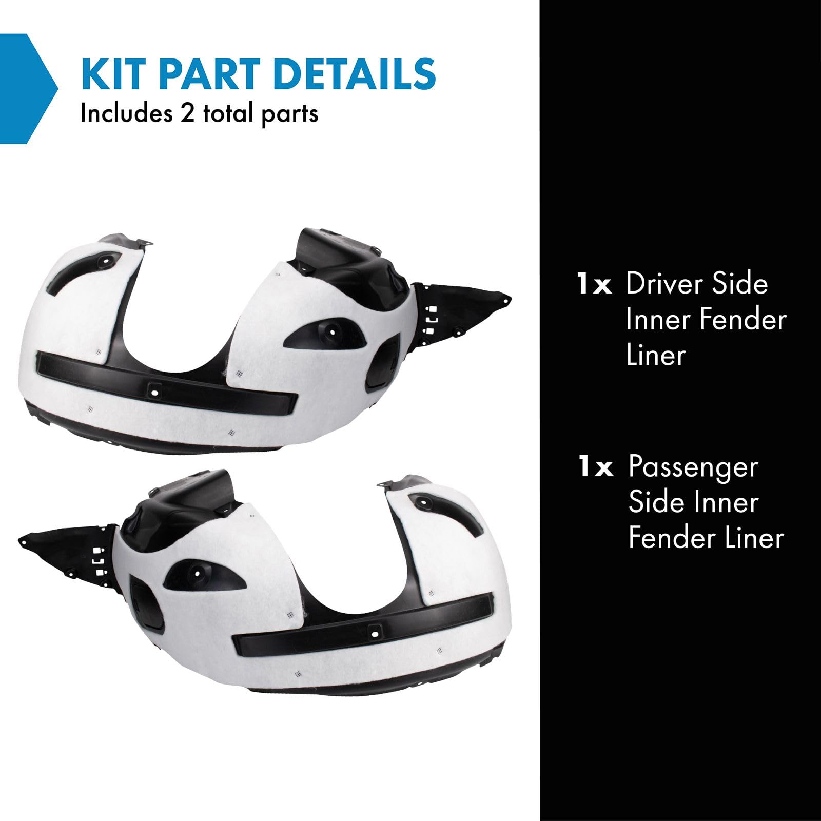 Trq Inner Fender Liner Set Compatible With 2016-2017 Ford Explorer Police Interceptor Utility Fo1248178 Fo1249178