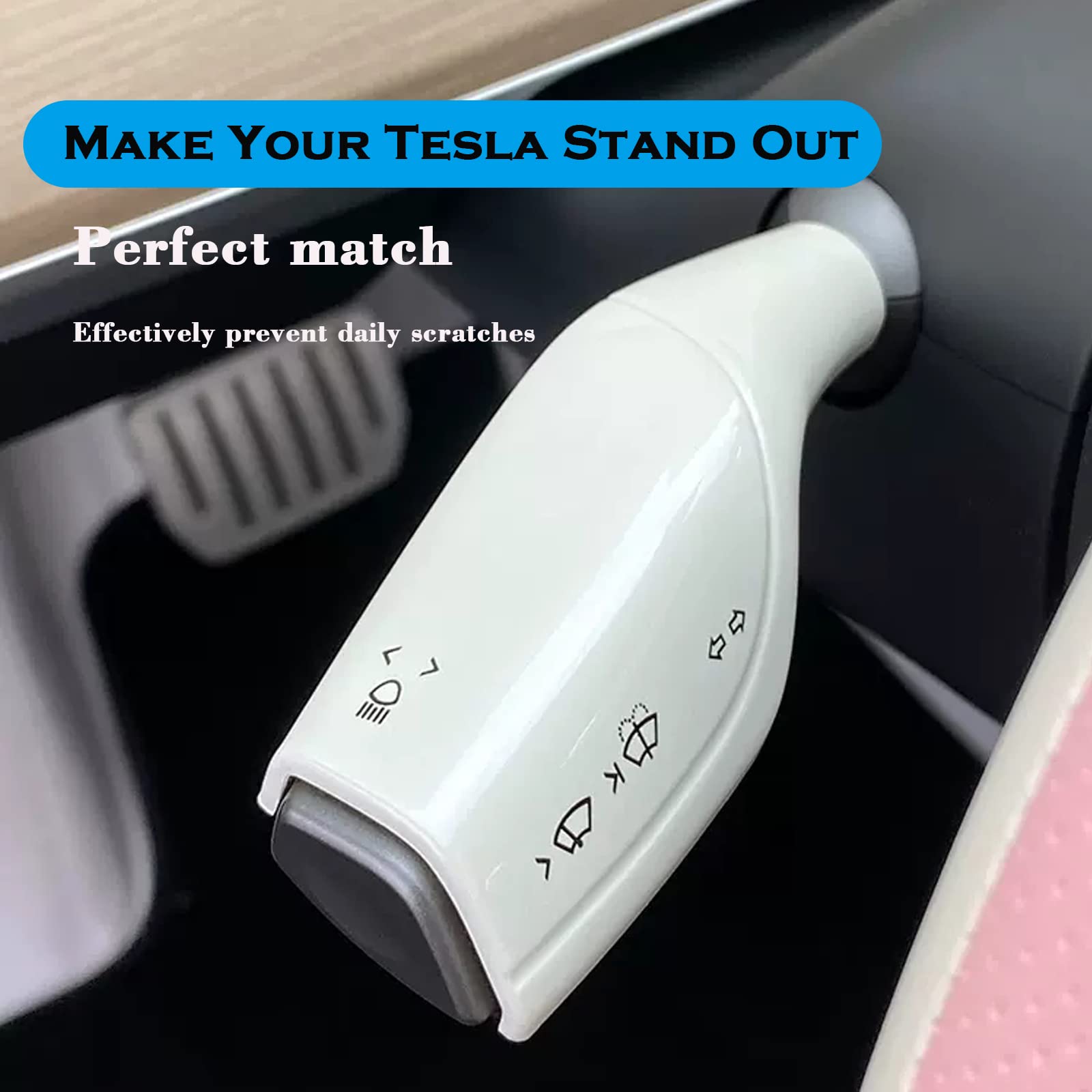 Yhcdsea Steering Lever Cover For Tesla Model 3 Model Y, Gear Shift Cover Accessories Gear Lever Decorative Cover For Model 3/Y (White)