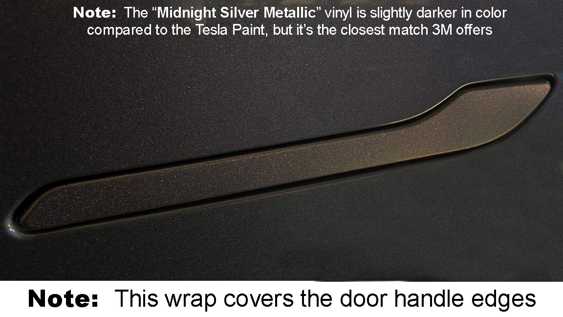 Custom Cut Graphics Full Door Handle Wrap For Tesla Model 3/Y (Midnight Silver Metallic)