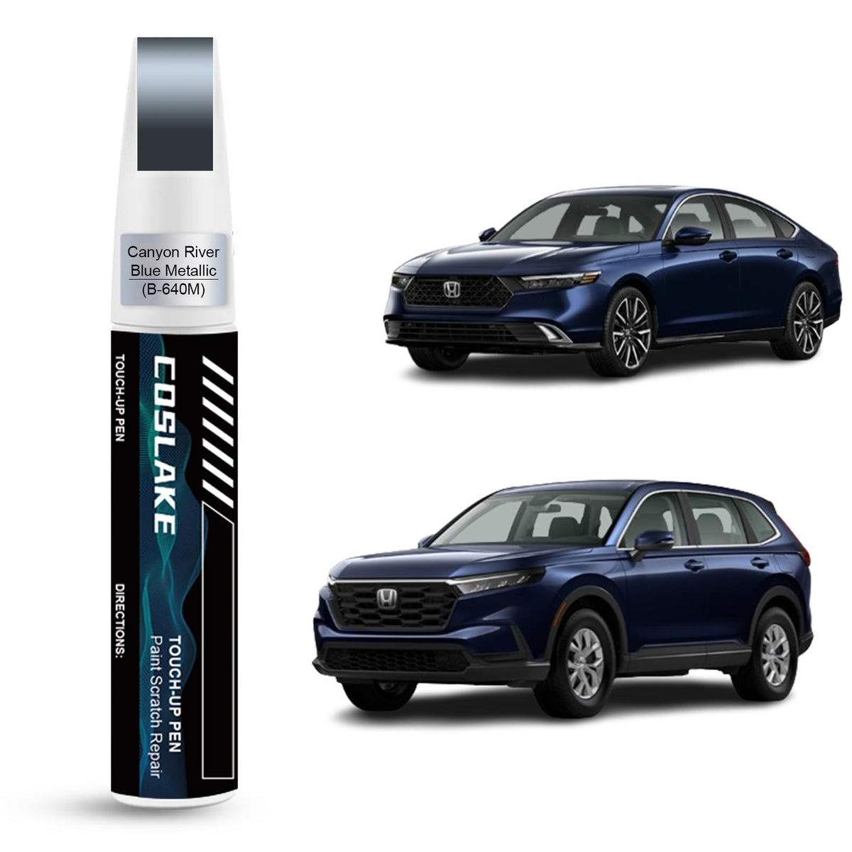 COSLAKE Car Touch Up Paint(Canyon River Blue Metallic(B-640M)) for Honda, Car Paint Scratch Repair Kit, Quick & Easy Solution to