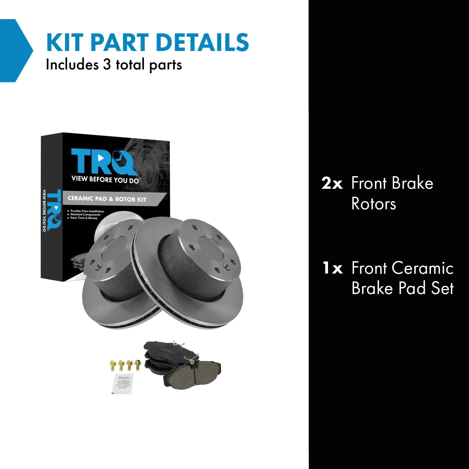 Trq Front Brake Pad & Rotor Kit Brake Pads Brake Rotor Ceramic Compatible With 1999-2004 Land Rover Discovery